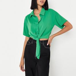 Missguided Short Sleeve Tie Front Shirt