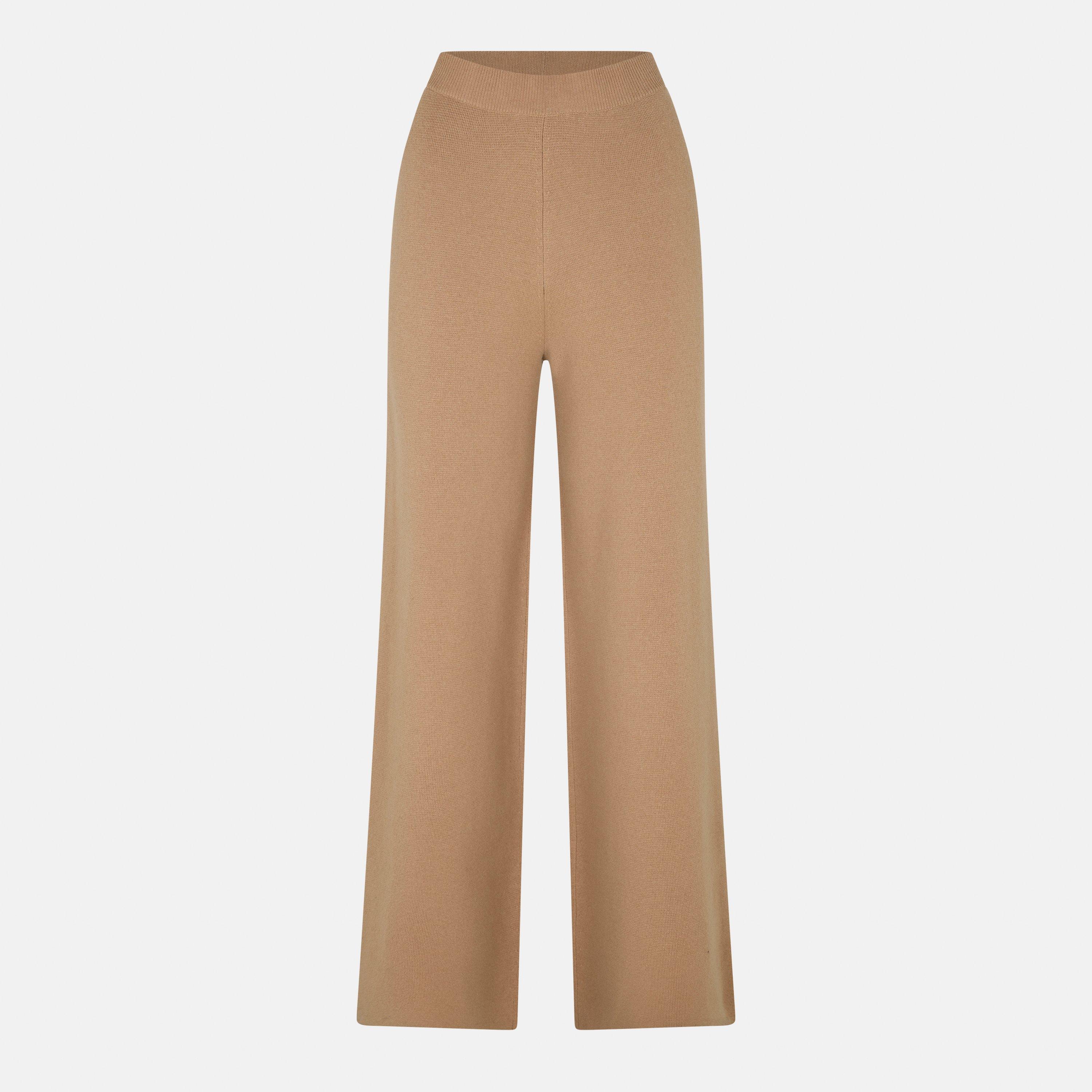 Camel - Max Mara - Women's High Waisted Wide Leg Trousers - 1