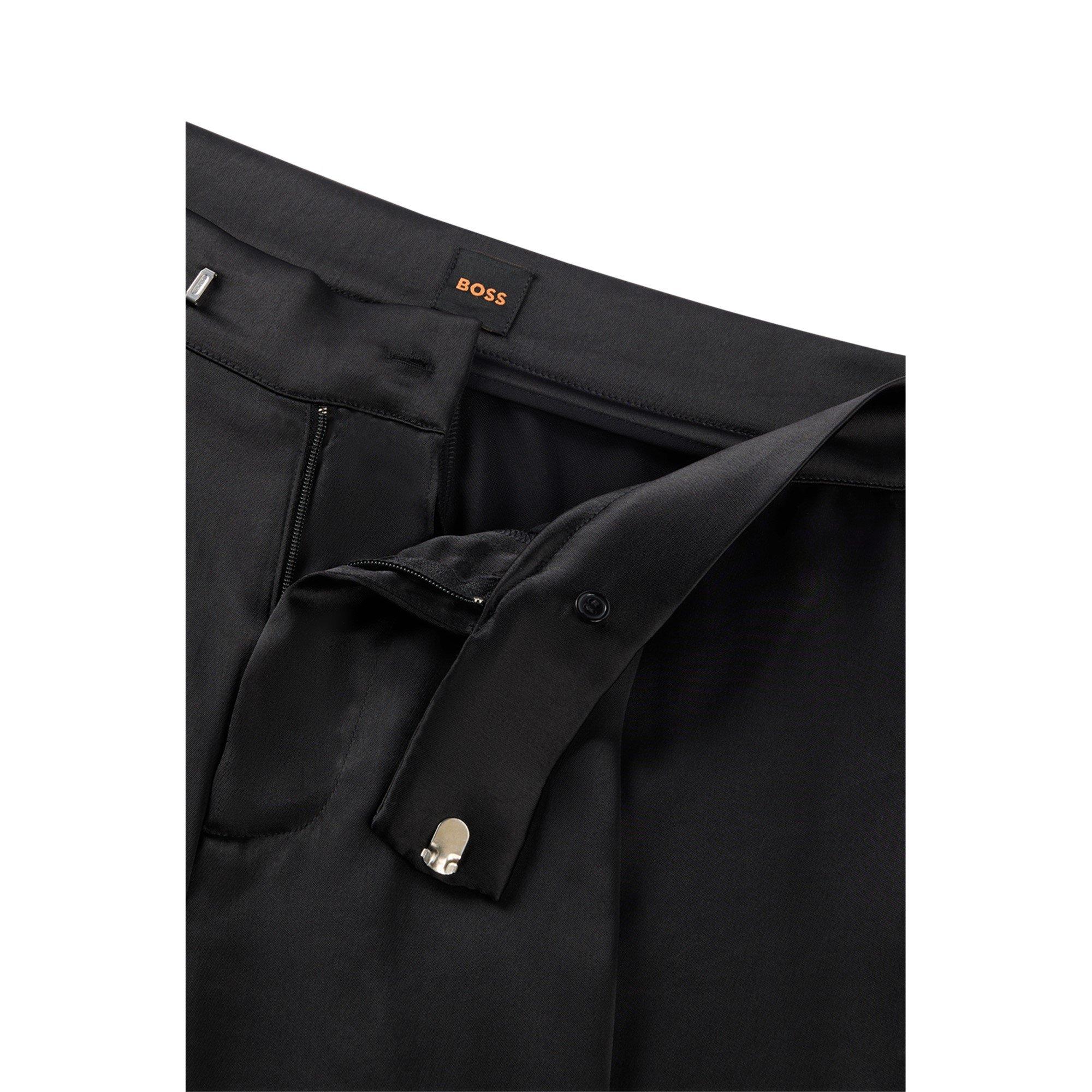 Black - Boss - Women's C-Targov Cargo Trousers, Premium Satin - 7