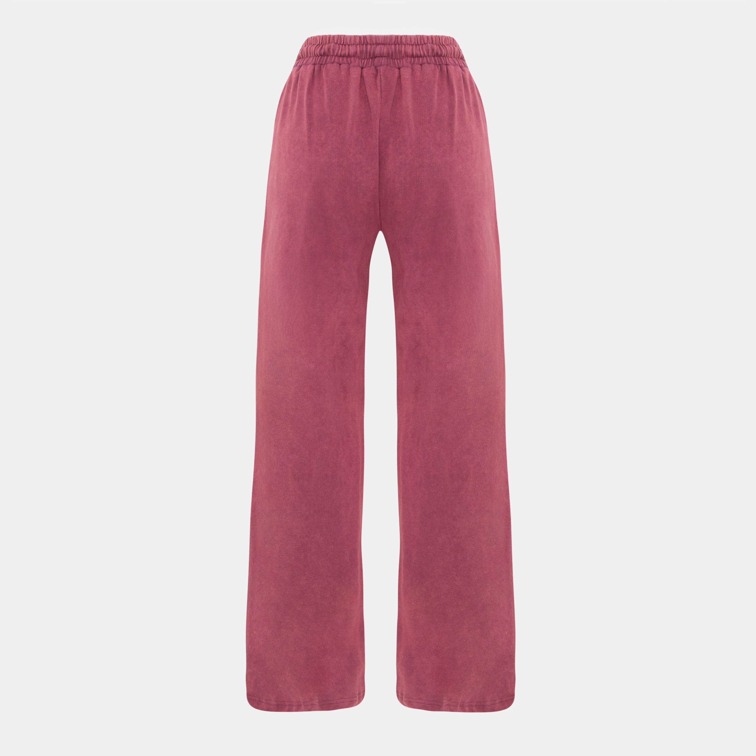 Burgundy - I Saw It First - Embroidered Wide Leg Joggers - 2