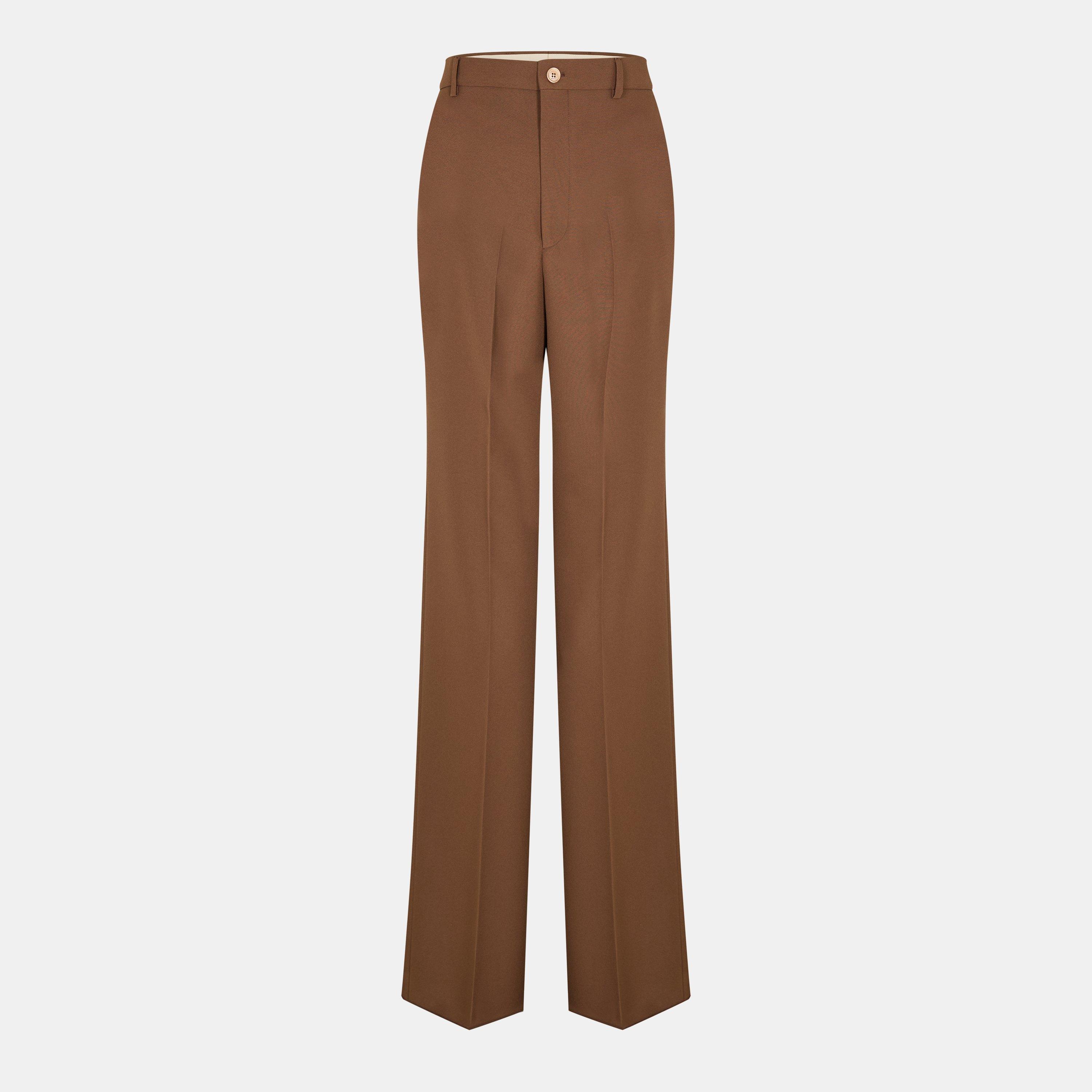 Chocolate - Gucci - Women's High Rise Wide Leg Trousers - 1