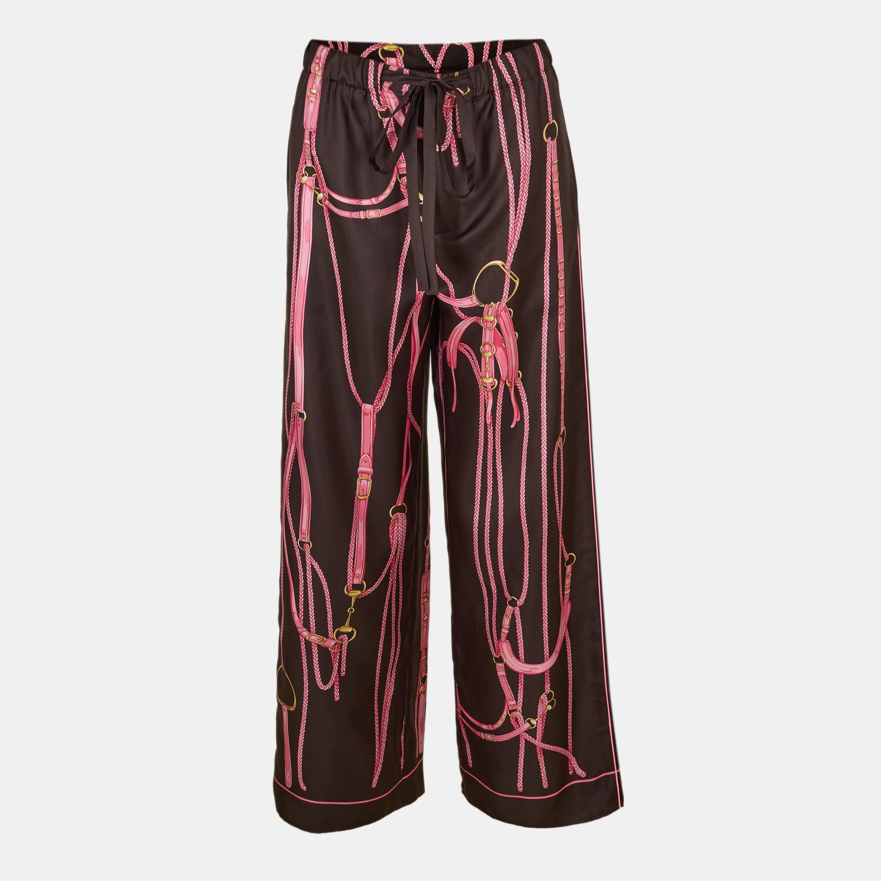 Gucci Women's Wide Leg Trousers - Brown/Pink - Size 40 (UK 8)