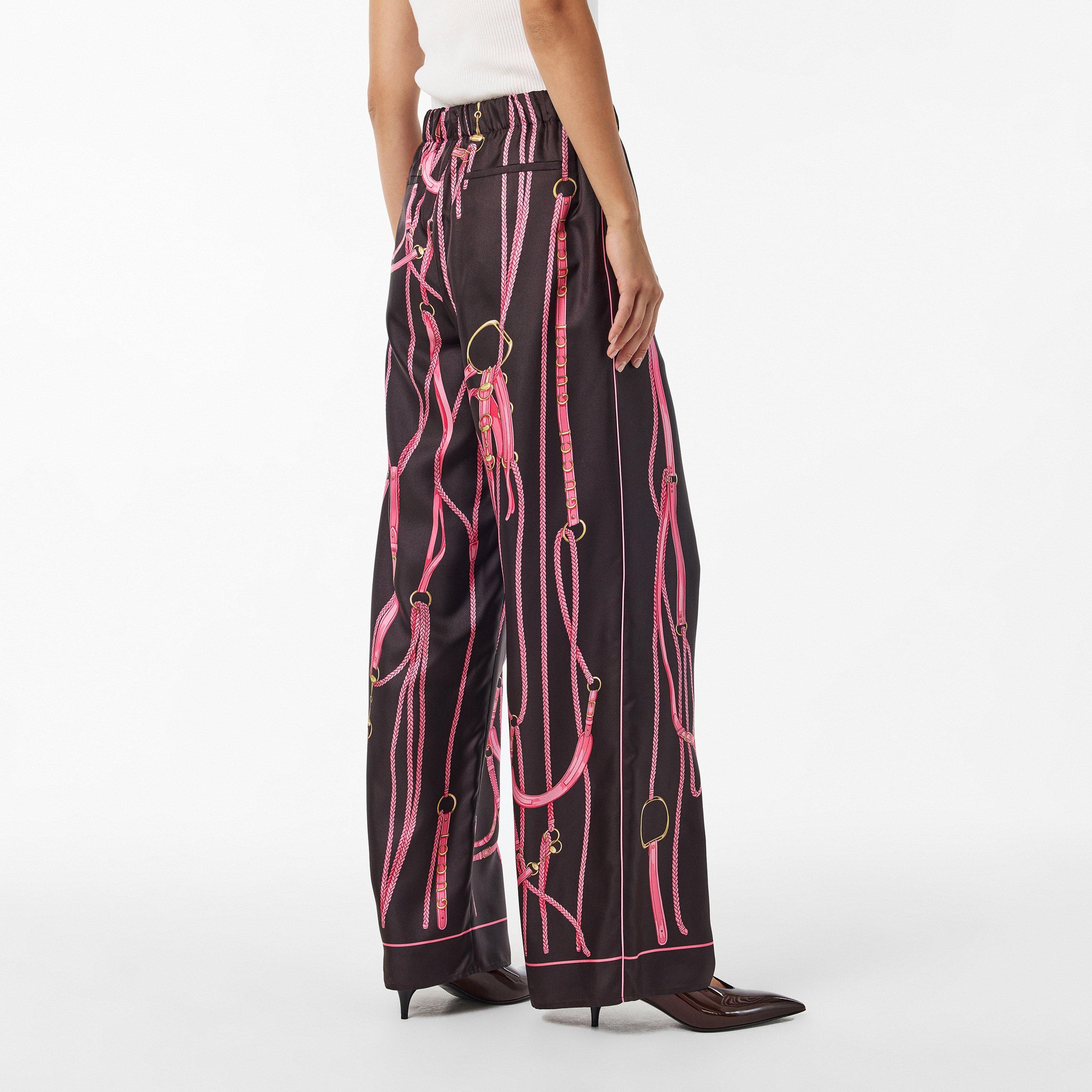 Brown/Pink - Gucci - Women's Wide Leg Trousers - 4