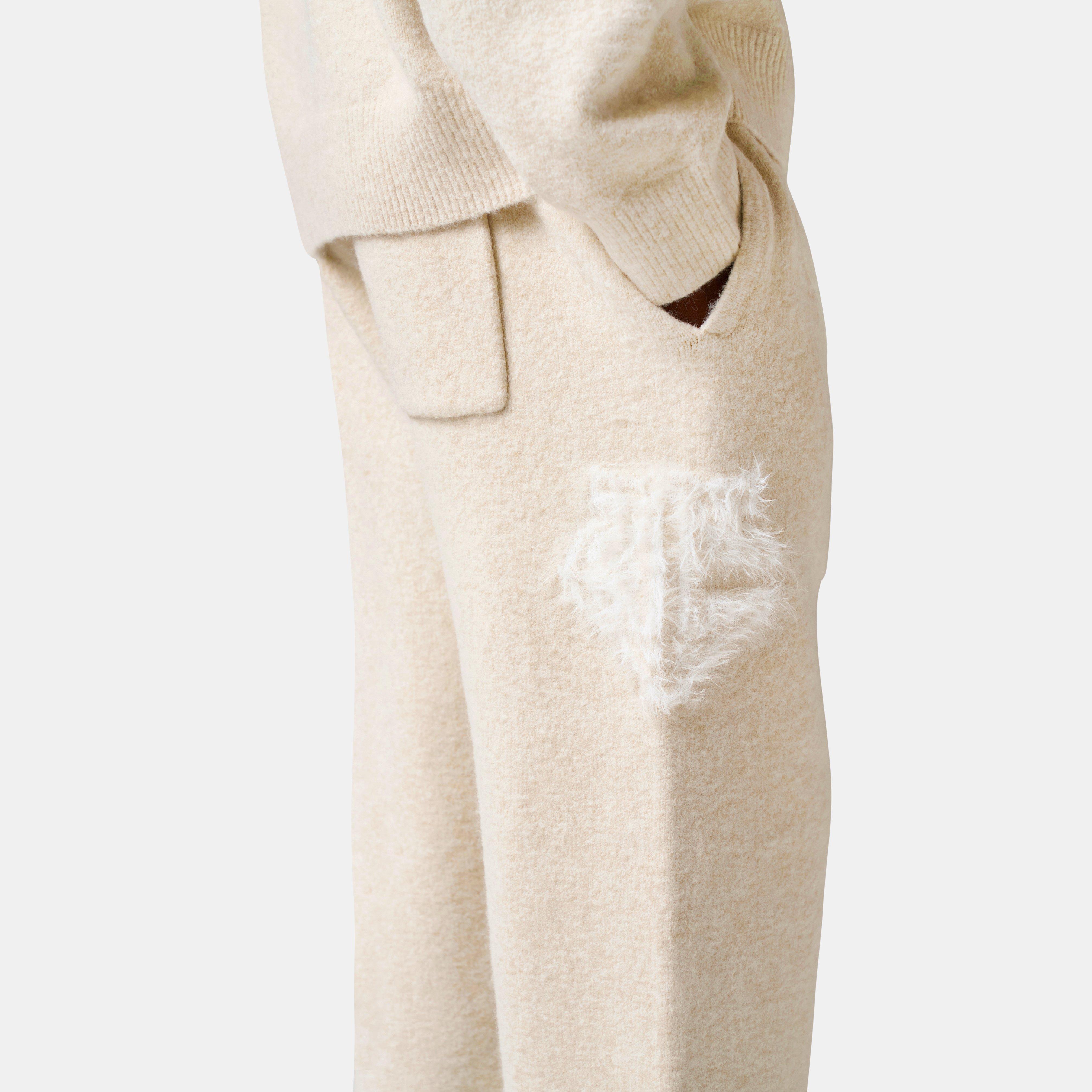 Beige - The Couture Club - Womens Fluffy Knit Joggers - 5