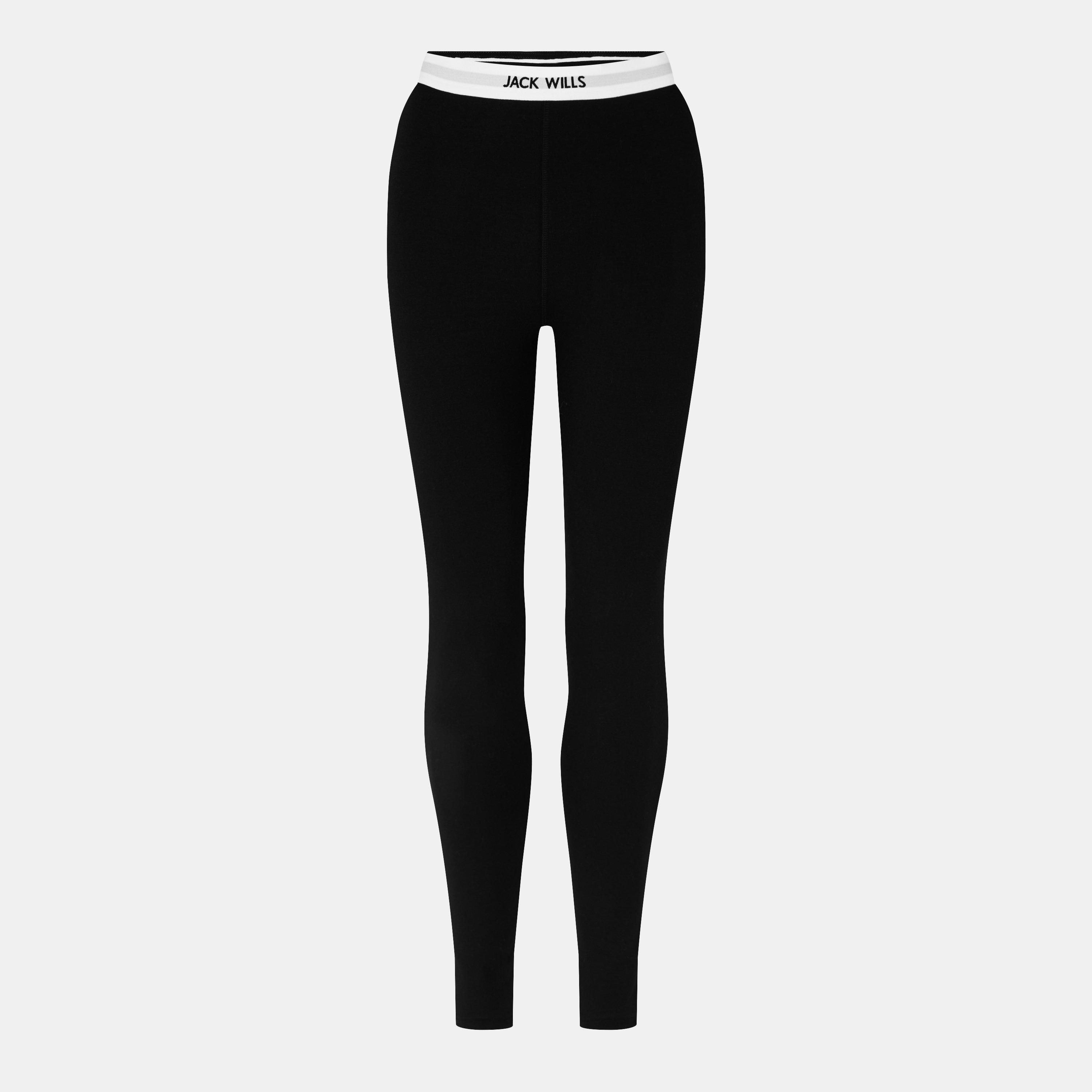 Black/White - Jack Wills - Redbrook Logo Waistband Leggings - 1
