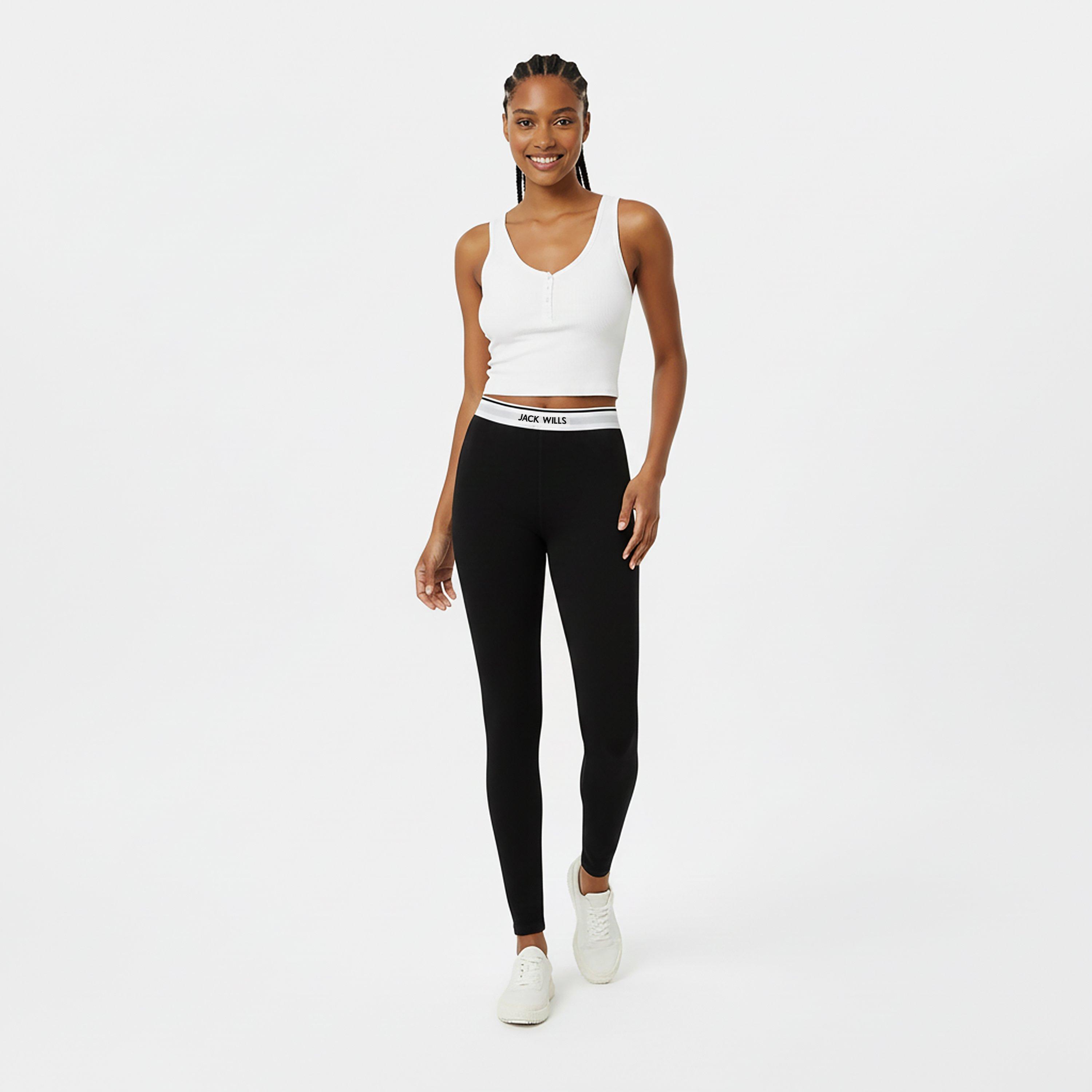 Zwart/Wit - Jack Wills - Redbrook Logo Waistband Leggings - 5