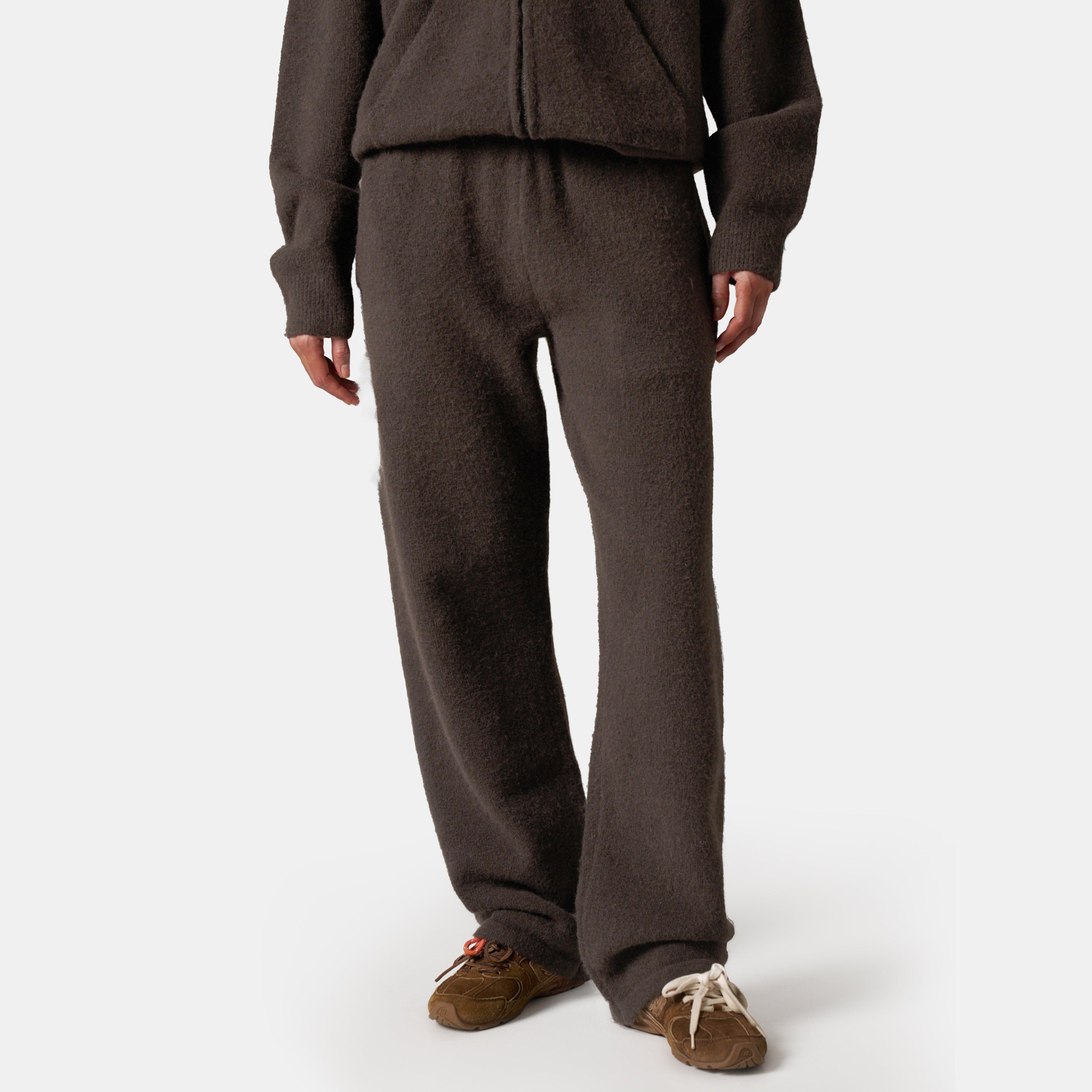 Brown - The Couture Club - Women's Fluffy Knitted Trousers - 3