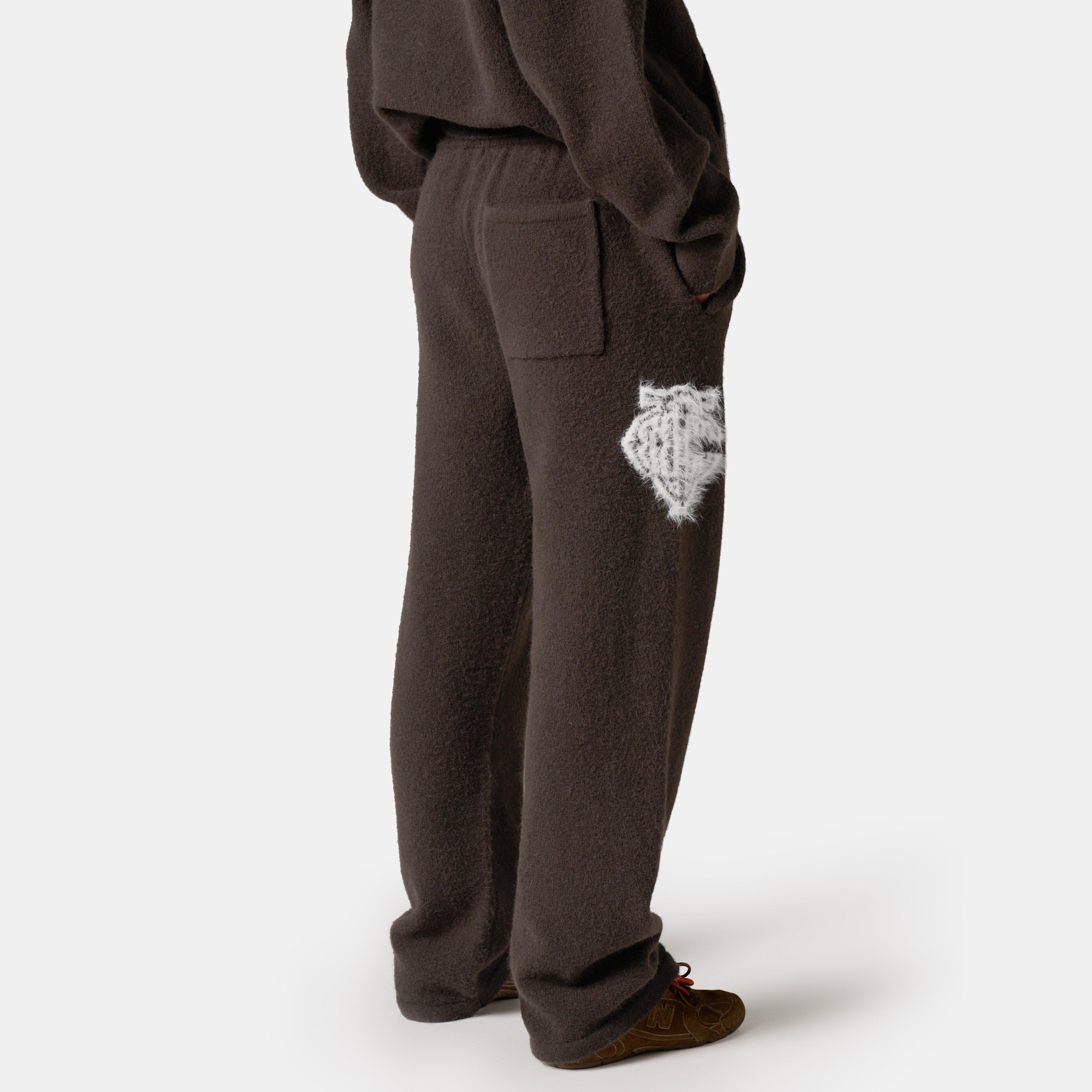 Brown - The Couture Club - Women's Fluffy Knitted Trousers - 4