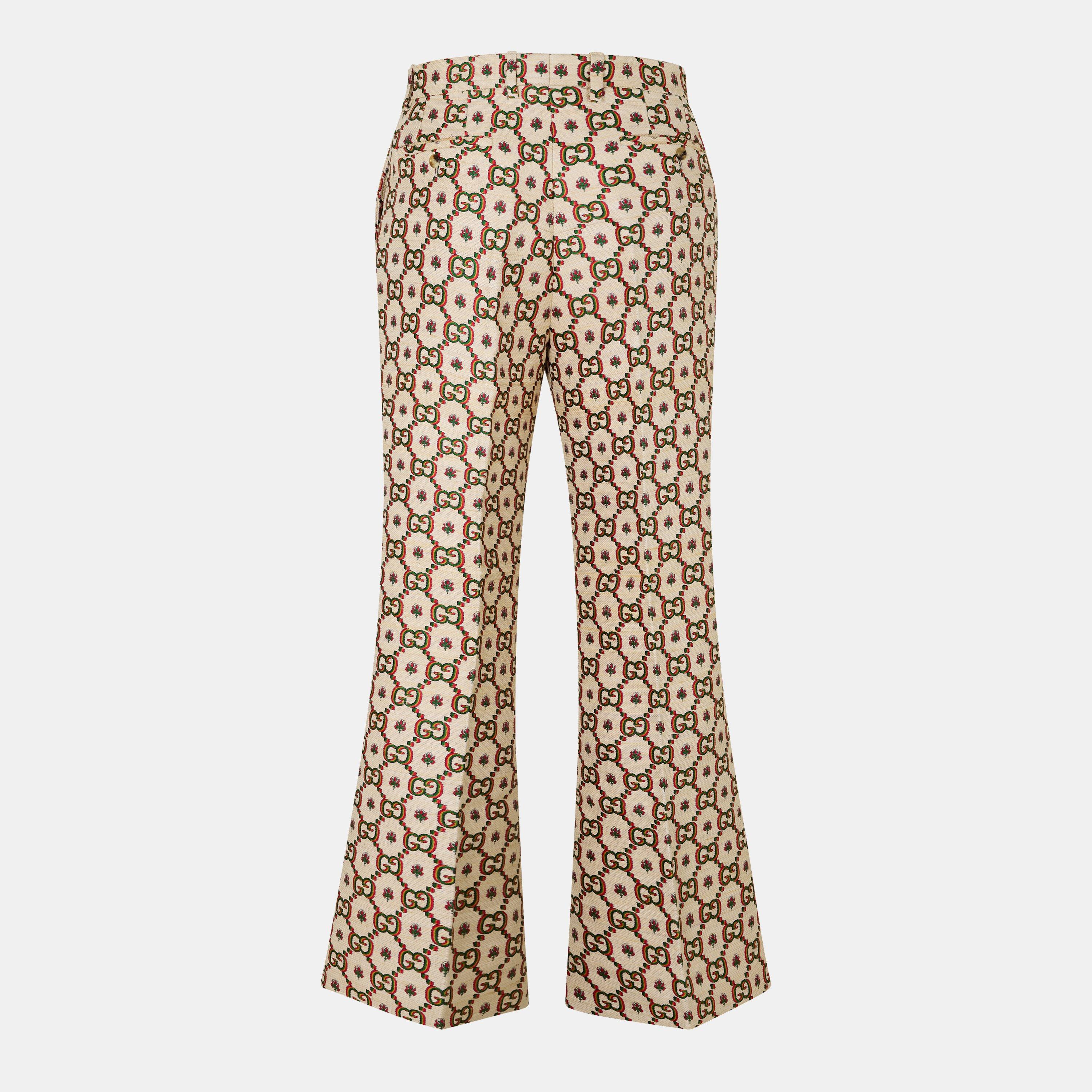 Beige/Red/Mc - Gucci - Men's Contemporary Web Stripe Wide Leg Trousers - 2