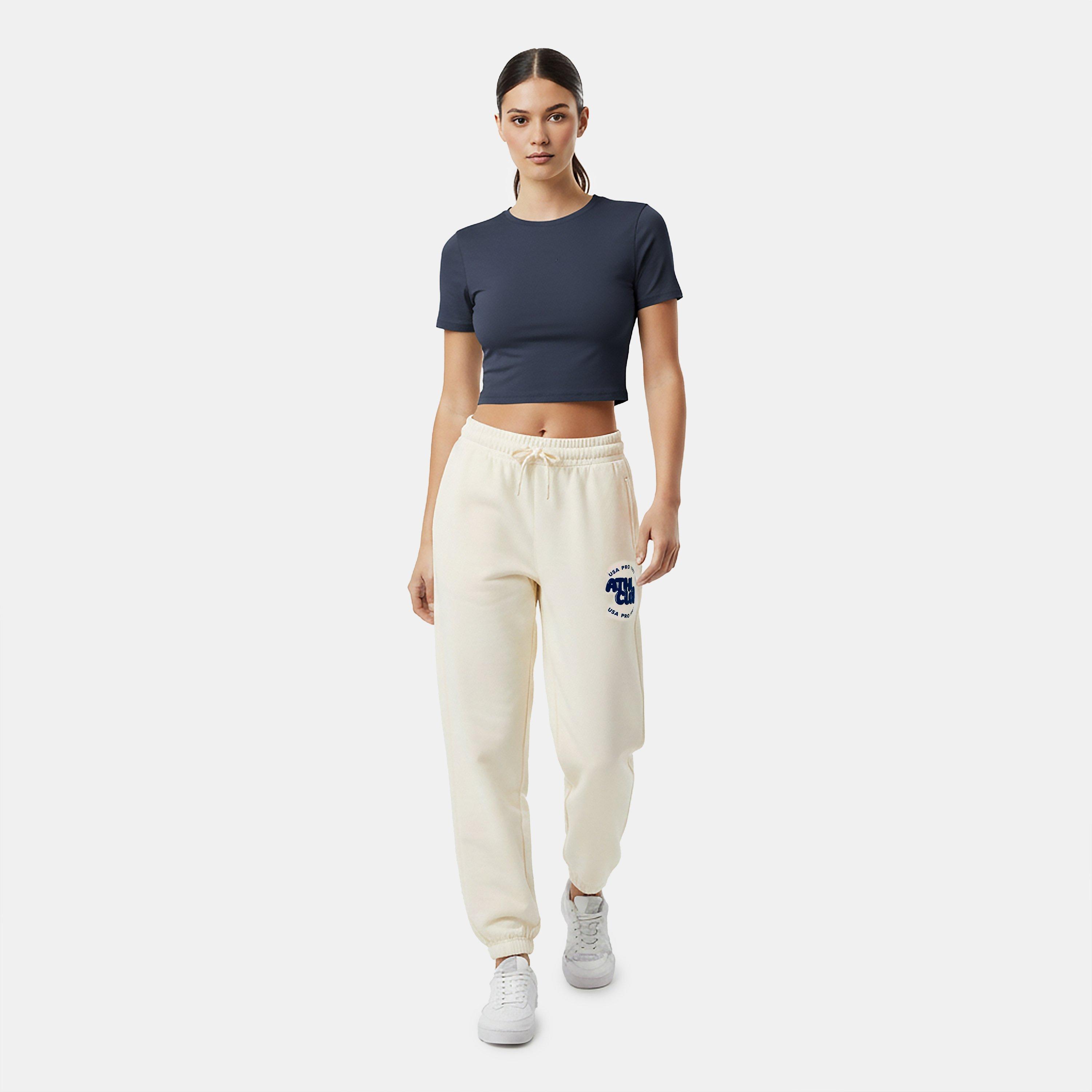 Cream - USA Pro - Womens Graphic Closed Hem Fleece Joggers - 5
