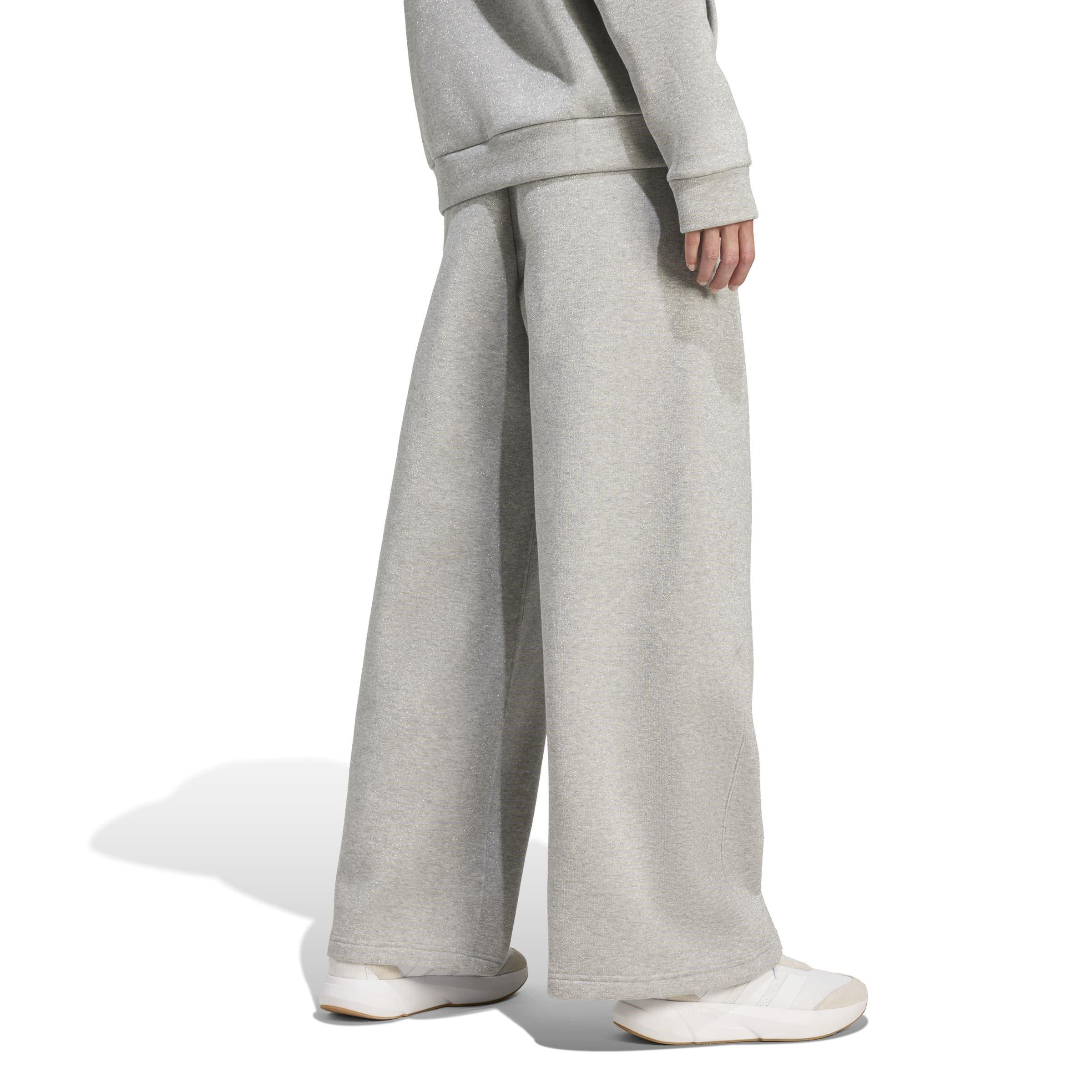 Silver - adidas - Glitter Closed Hem Fleece Joggers - 3