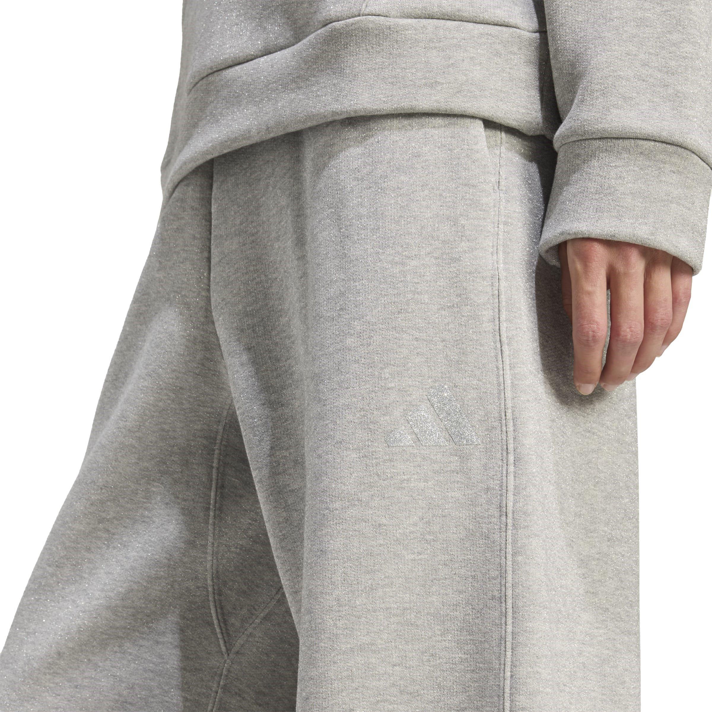 Silver - adidas - Glitter Closed Hem Fleece Joggers - 4