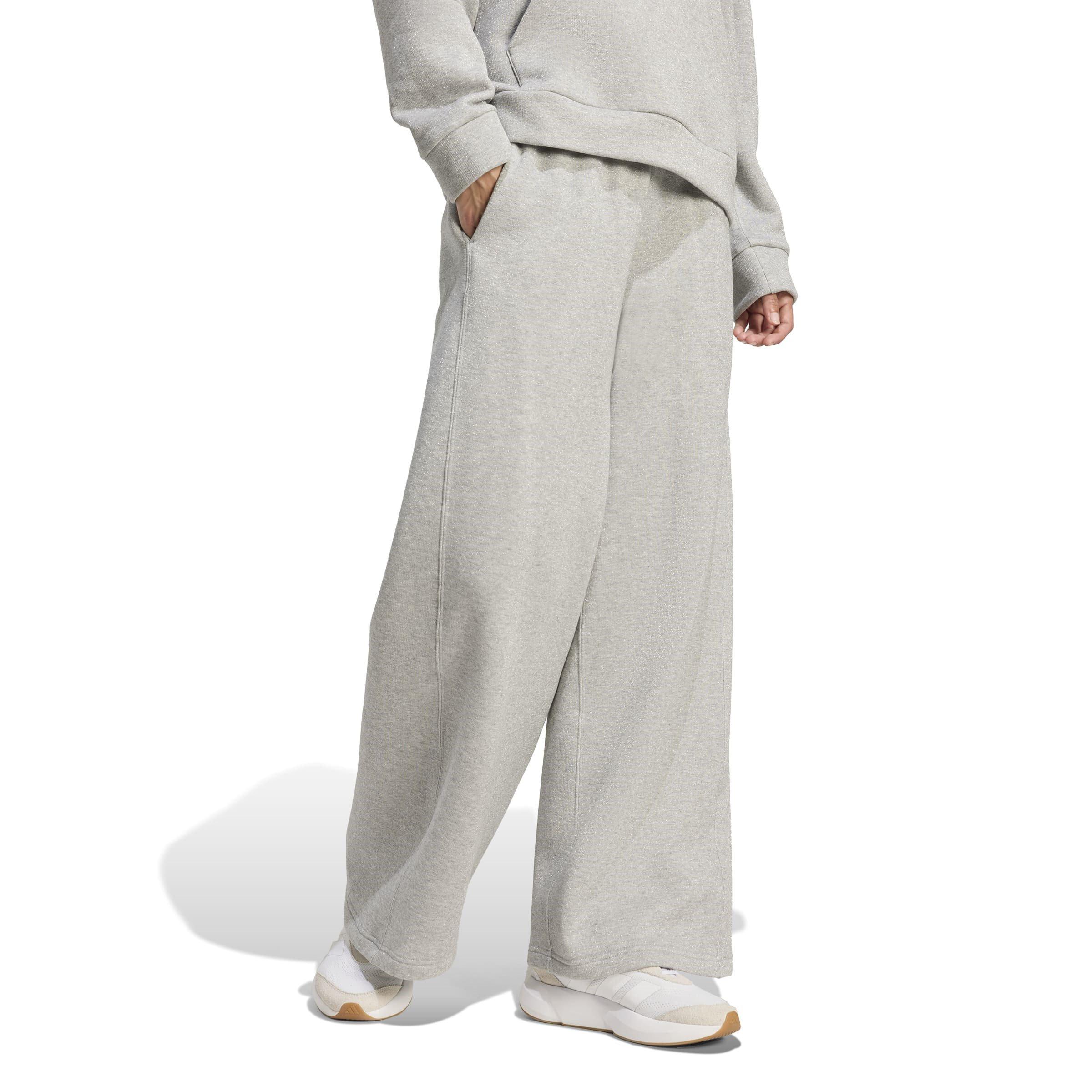 Silver - adidas - Glitter Closed Hem Fleece Joggers - 6