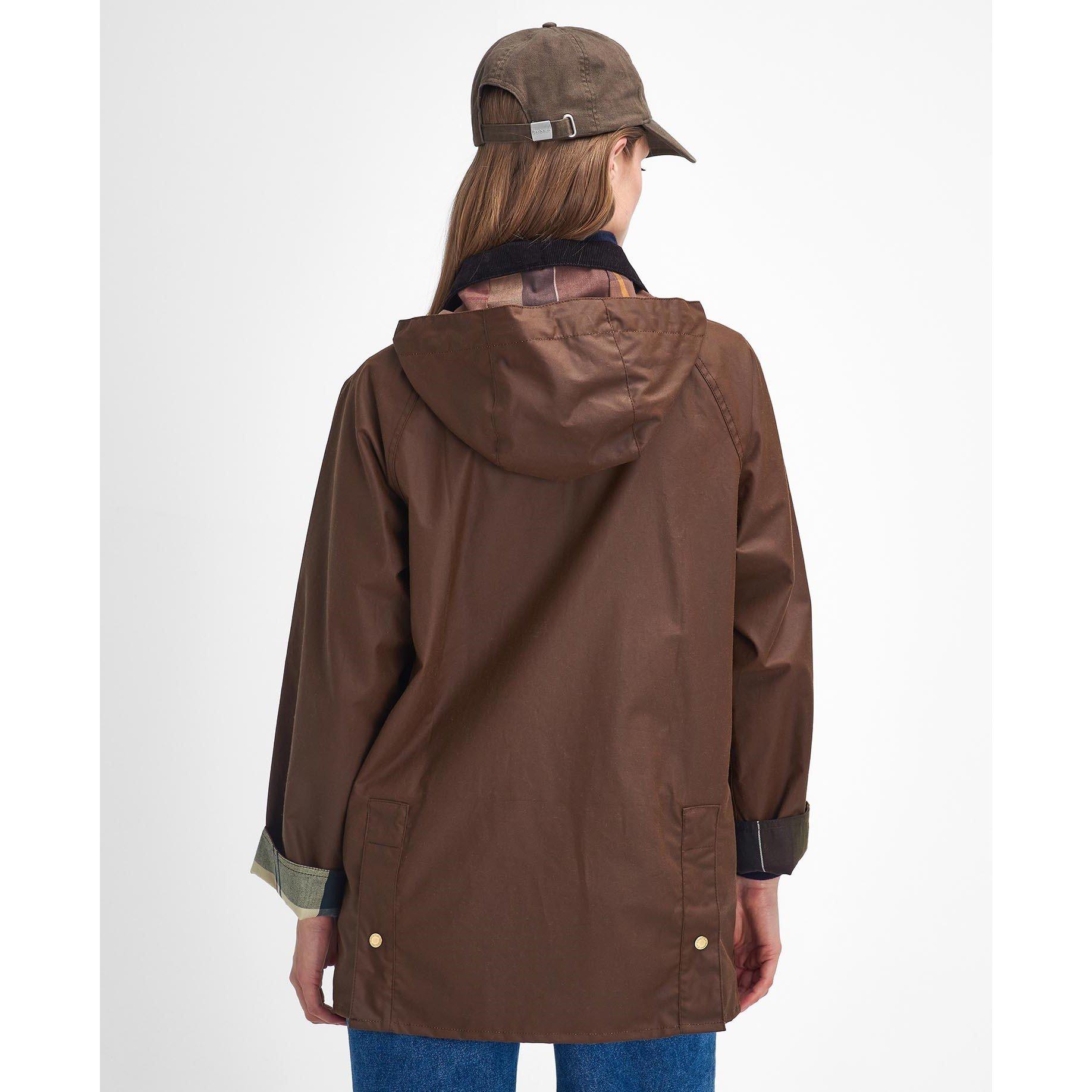 Bark/Muted - Barbour - Women's Highclere Water Resistant Cotton Hooded Wax Jacket - 3