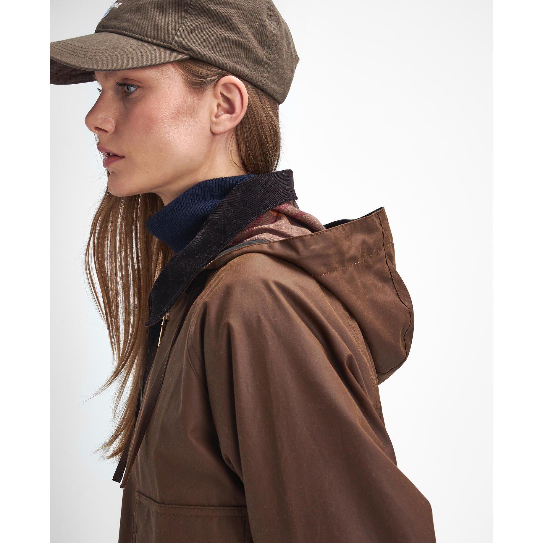 Bark/Muted - Barbour - Women's Highclere Water Resistant Cotton Hooded Wax Jacket - 5
