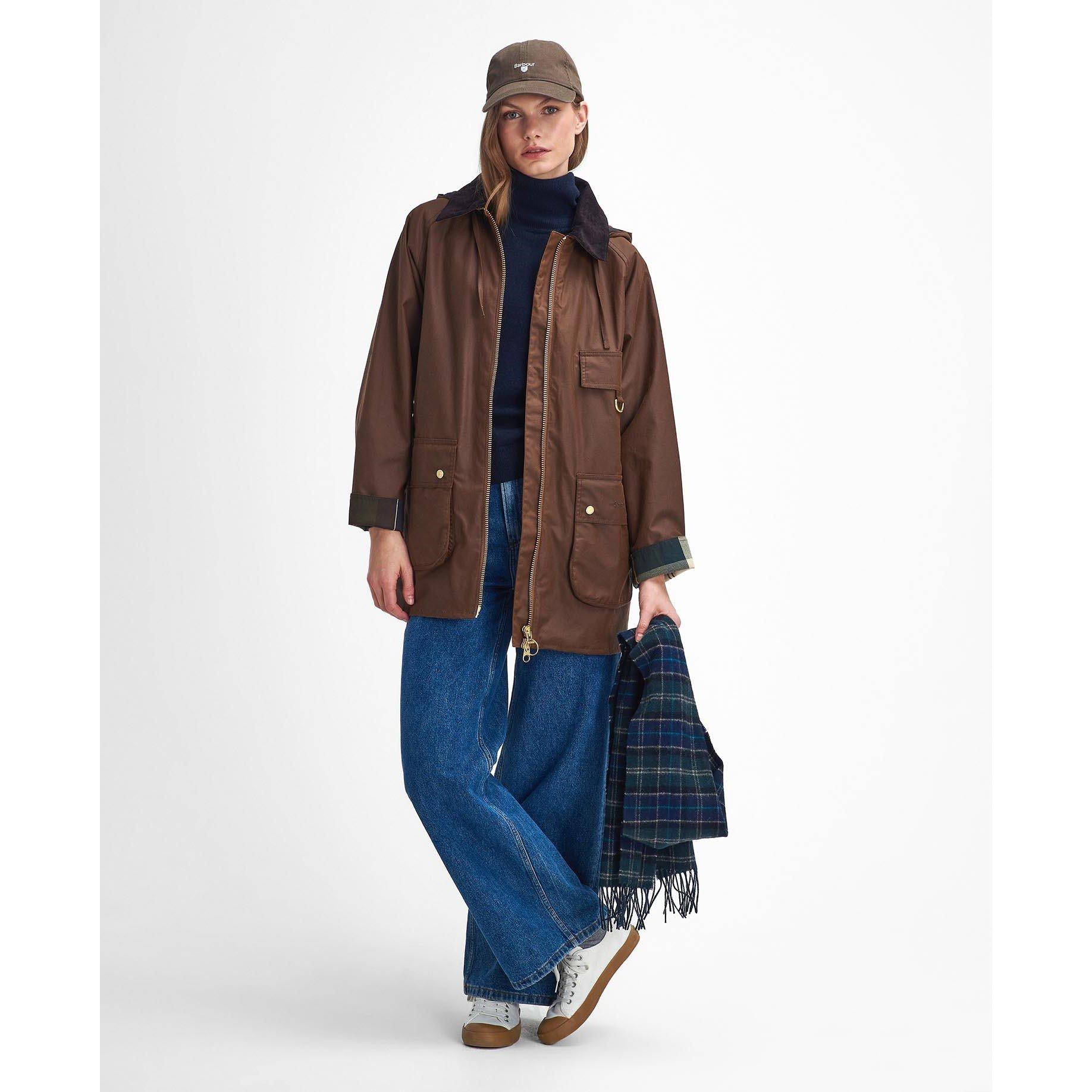 Bark/Muted - Barbour - Women's Highclere Water Resistant Cotton Hooded Wax Jacket - 7