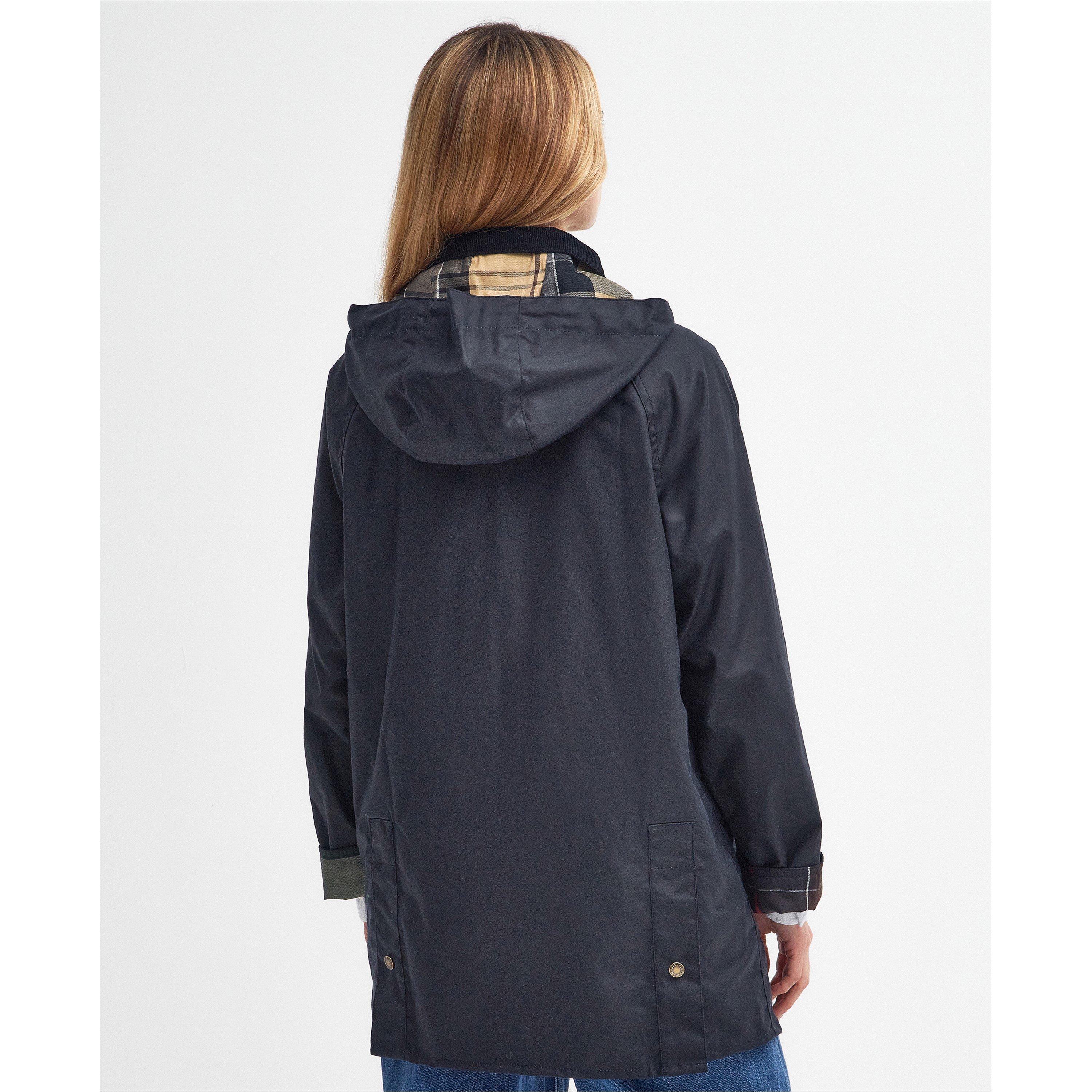 Navy - Barbour - Women's Highclere Water Resistant Cotton Hooded Wax Jacket - 2