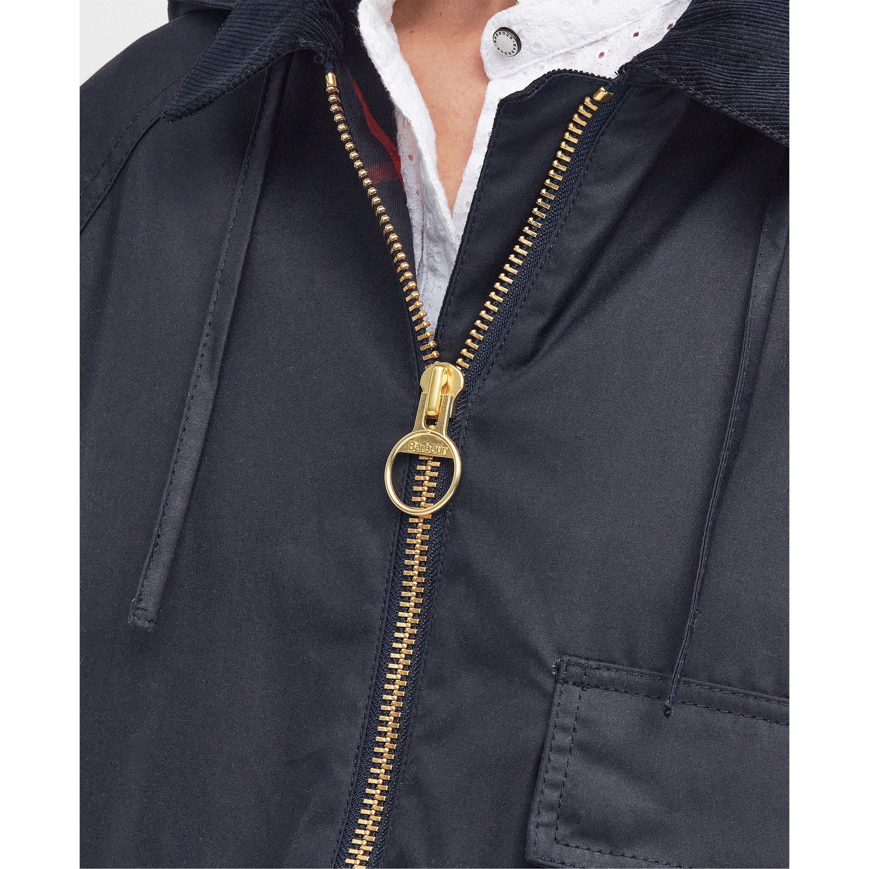 Navy - Barbour - Women's Highclere Water Resistant Cotton Hooded Wax Jacket - 5