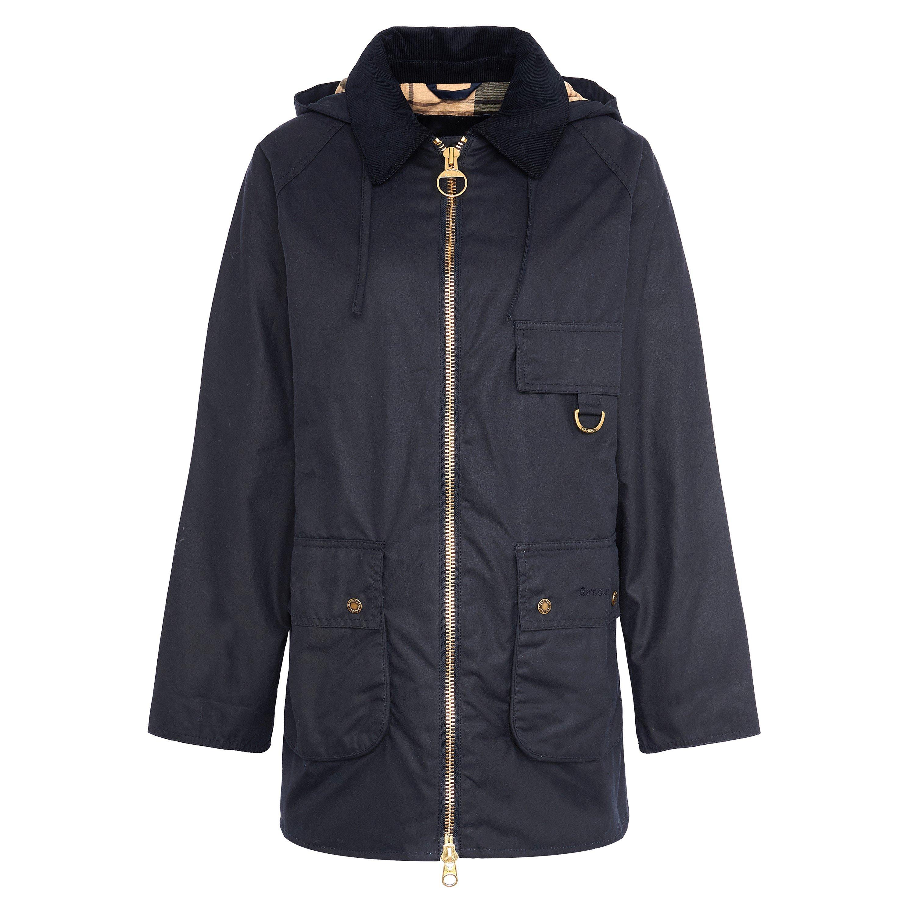 Navy - Barbour - Women's Highclere Water Resistant Cotton Hooded Wax Jacket - 7