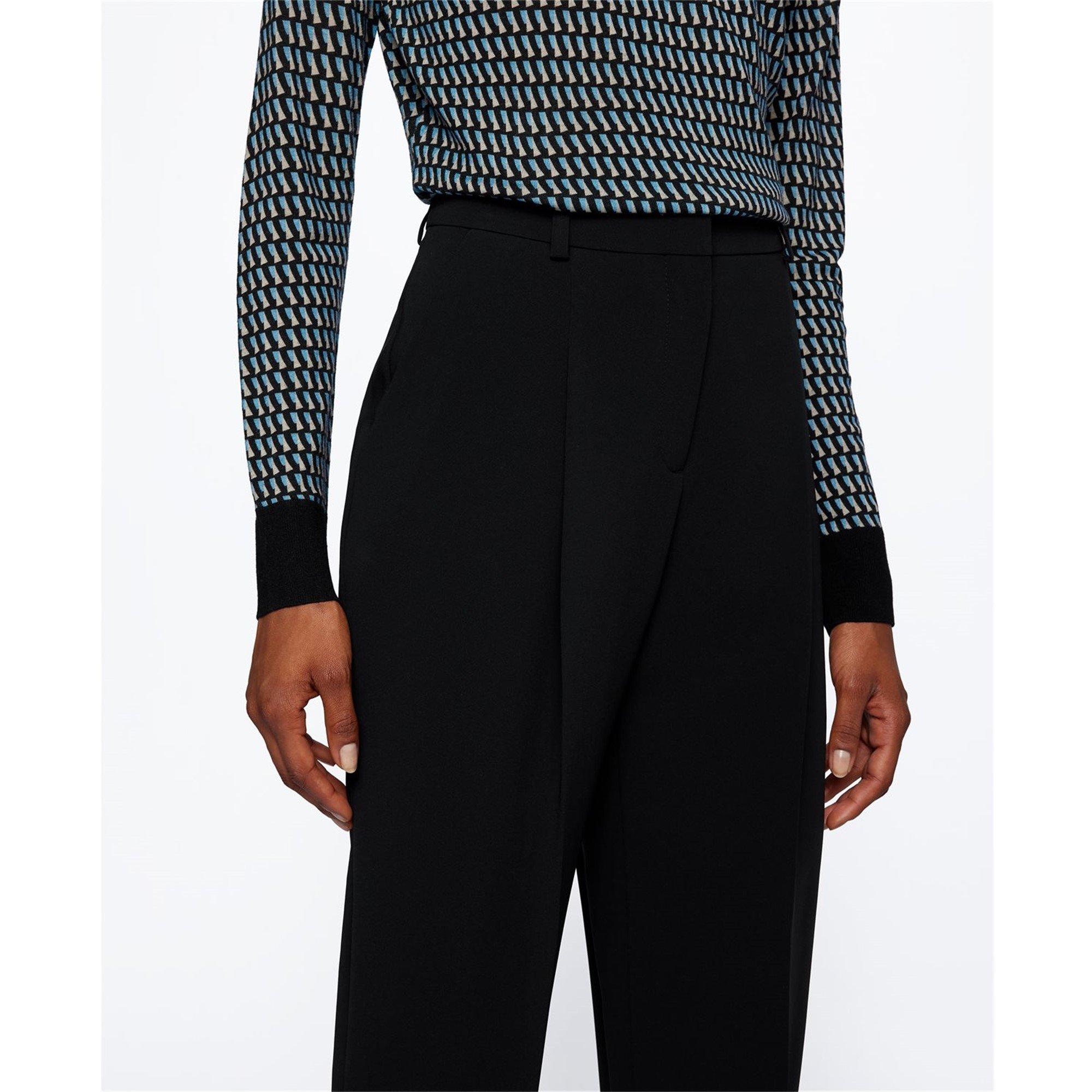 Black - Boss - Women's Tapana Wide Leg Trousers - 4