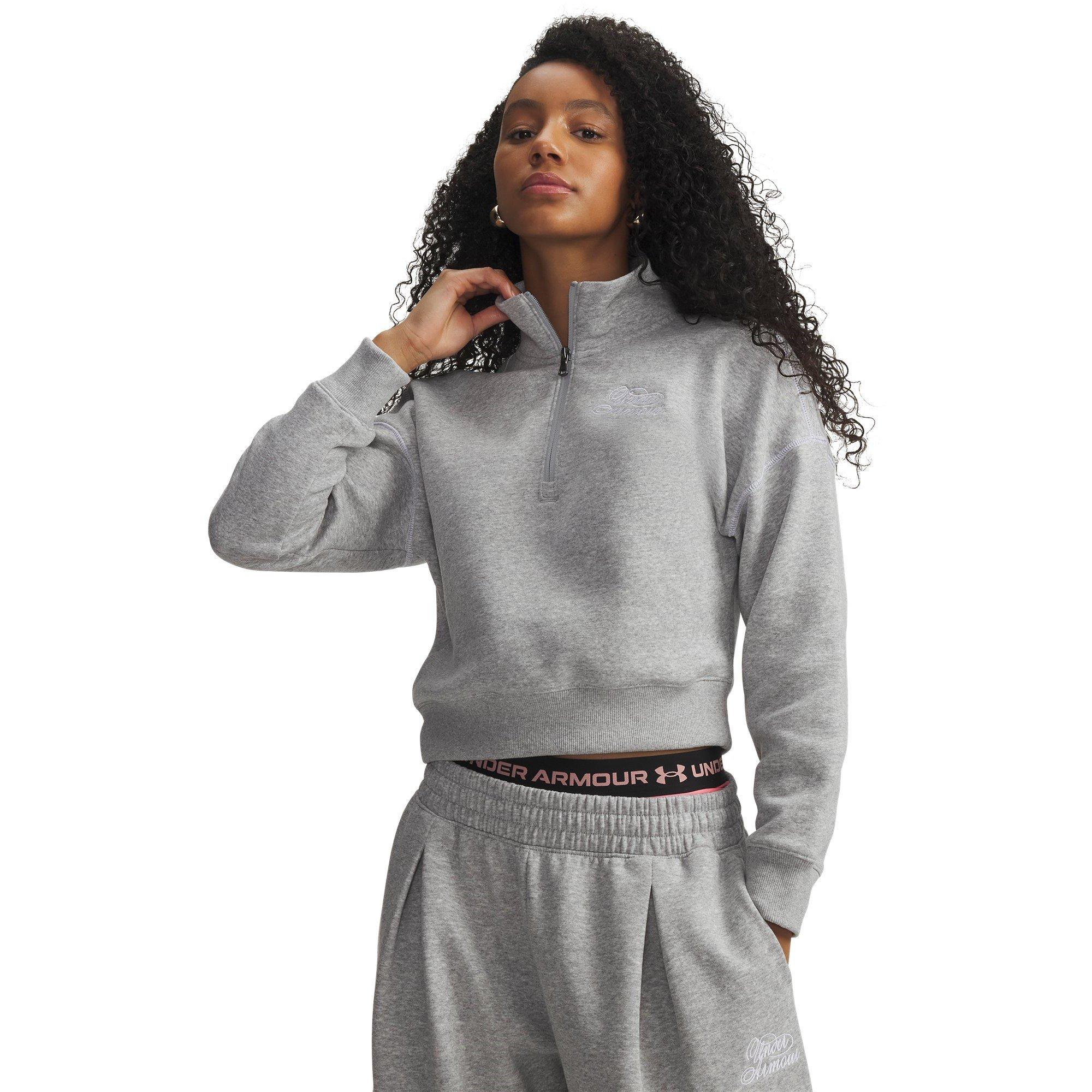 Under Armour Women's Rival Fleece Script 1/2 Zip - Grey Marl - 8 (XS)