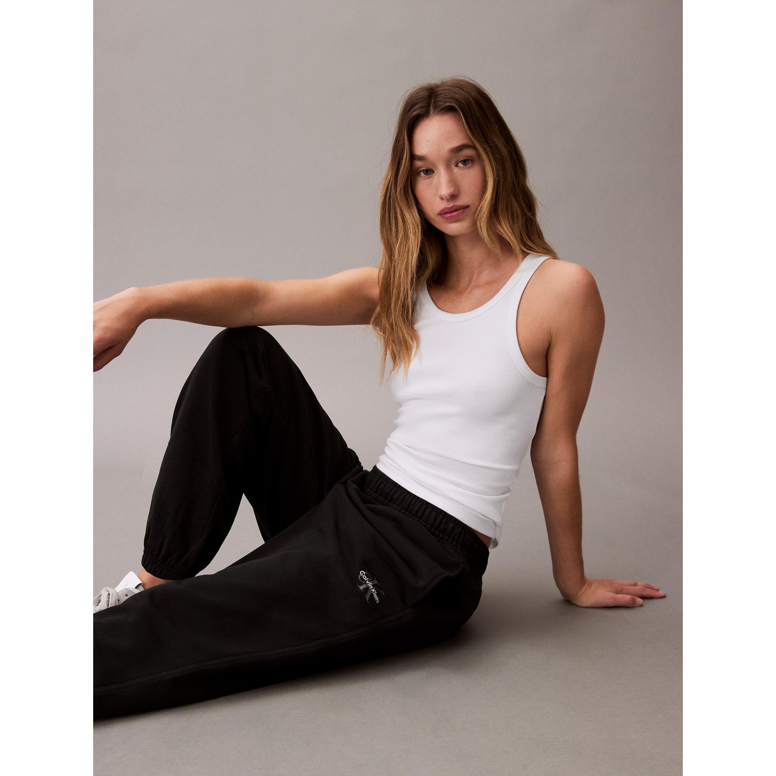 Black - Calvin Klein Jeans - Women's CKJ Mono Closed Hem Fleece Joggers - 6