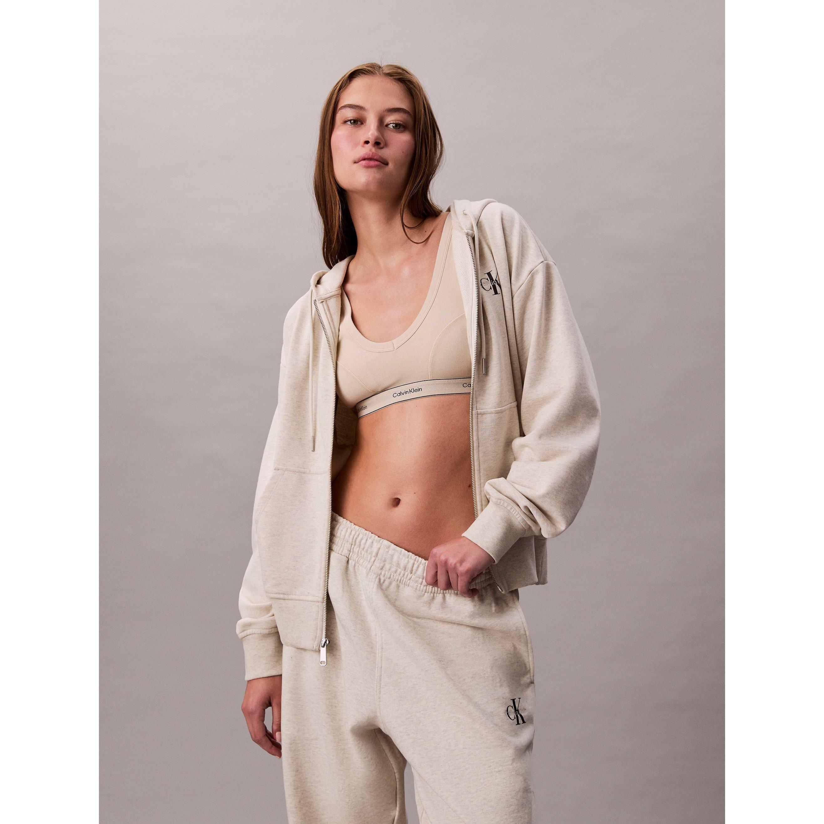 Vanilla Heather - Calvin Klein Jeans - Women's CKJ Mono Closed Hem Fleece Joggers - 6