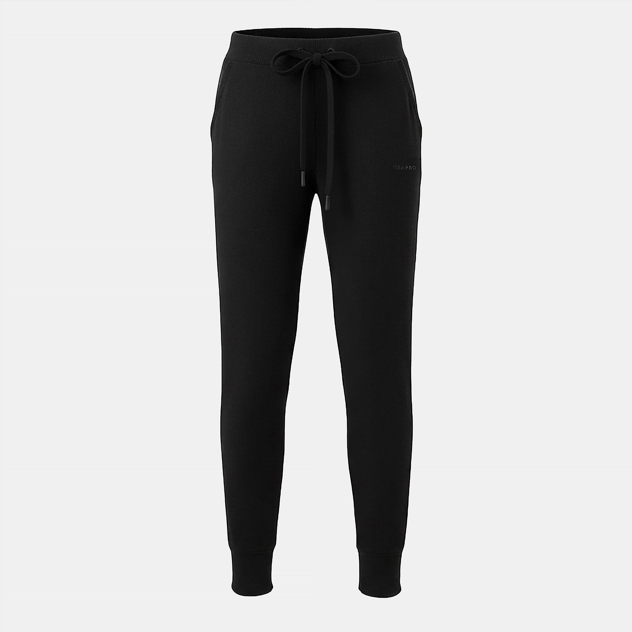 Usa Pro Women's Ribbed Joggers - Jet Black2 - 8 (36)