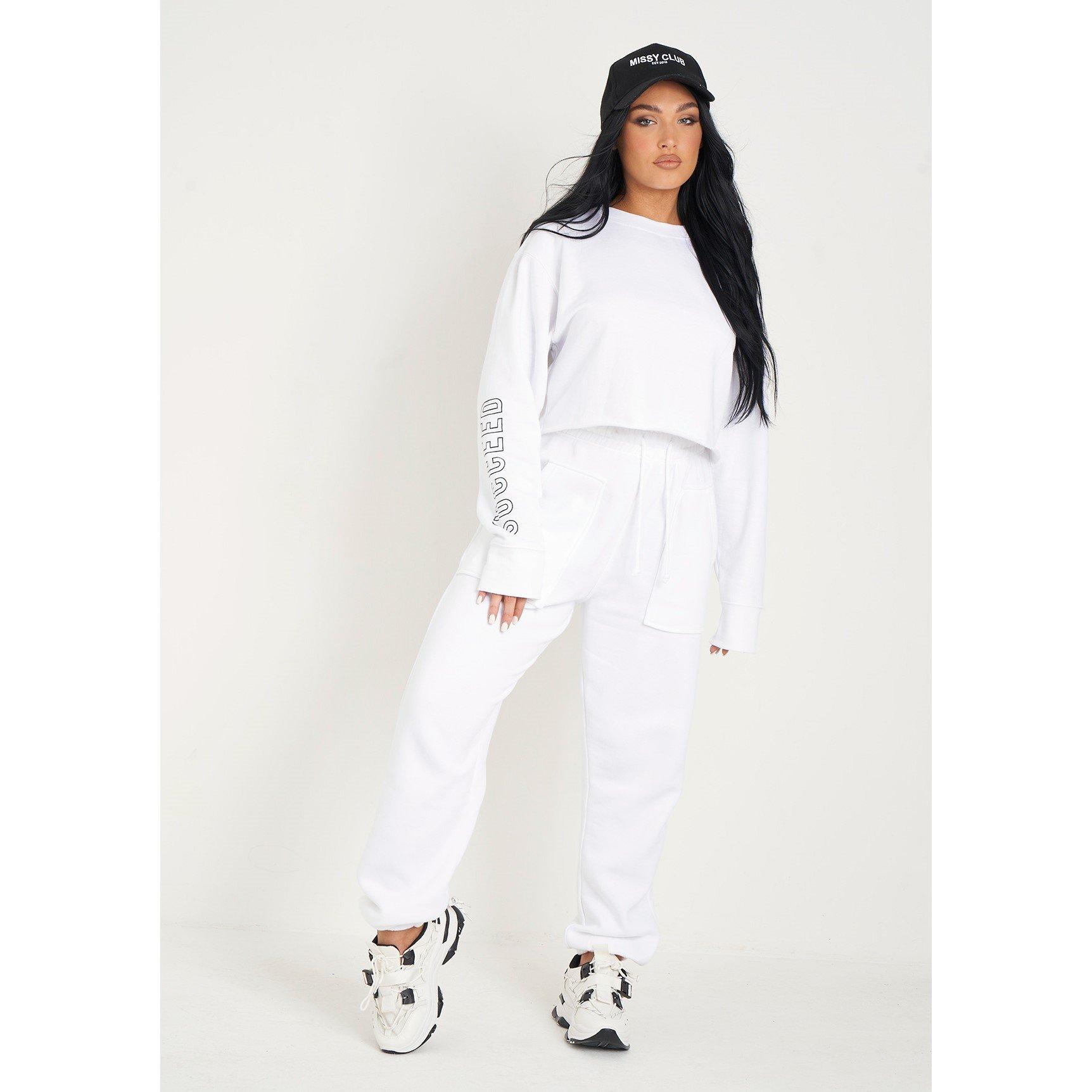 Missy Empire Women's Pocket Front Oversized Joggers - White - 6 (2XS)