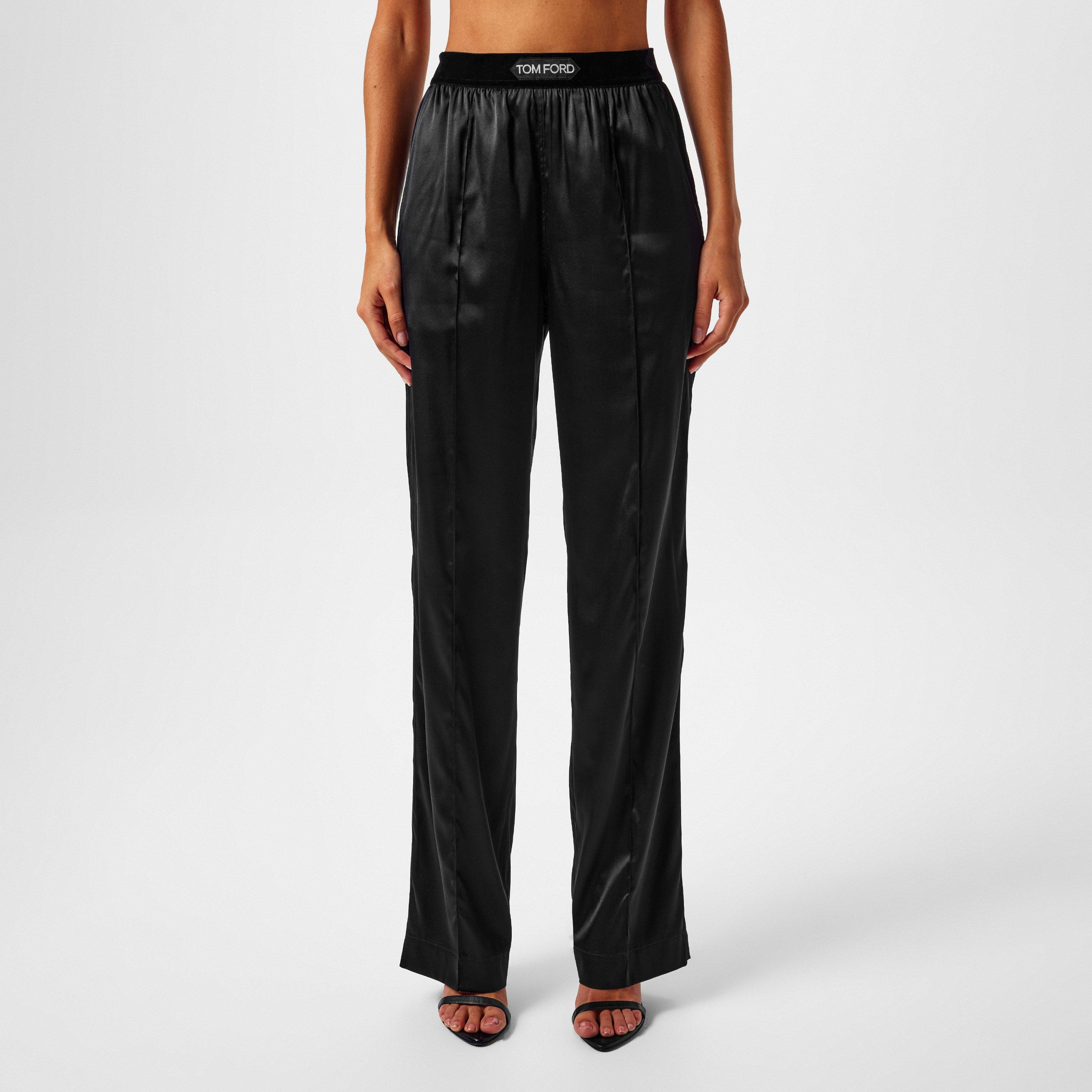 Black - Tom Ford - Women's Plain Silk Stretch Satin Pj Pants - 3
