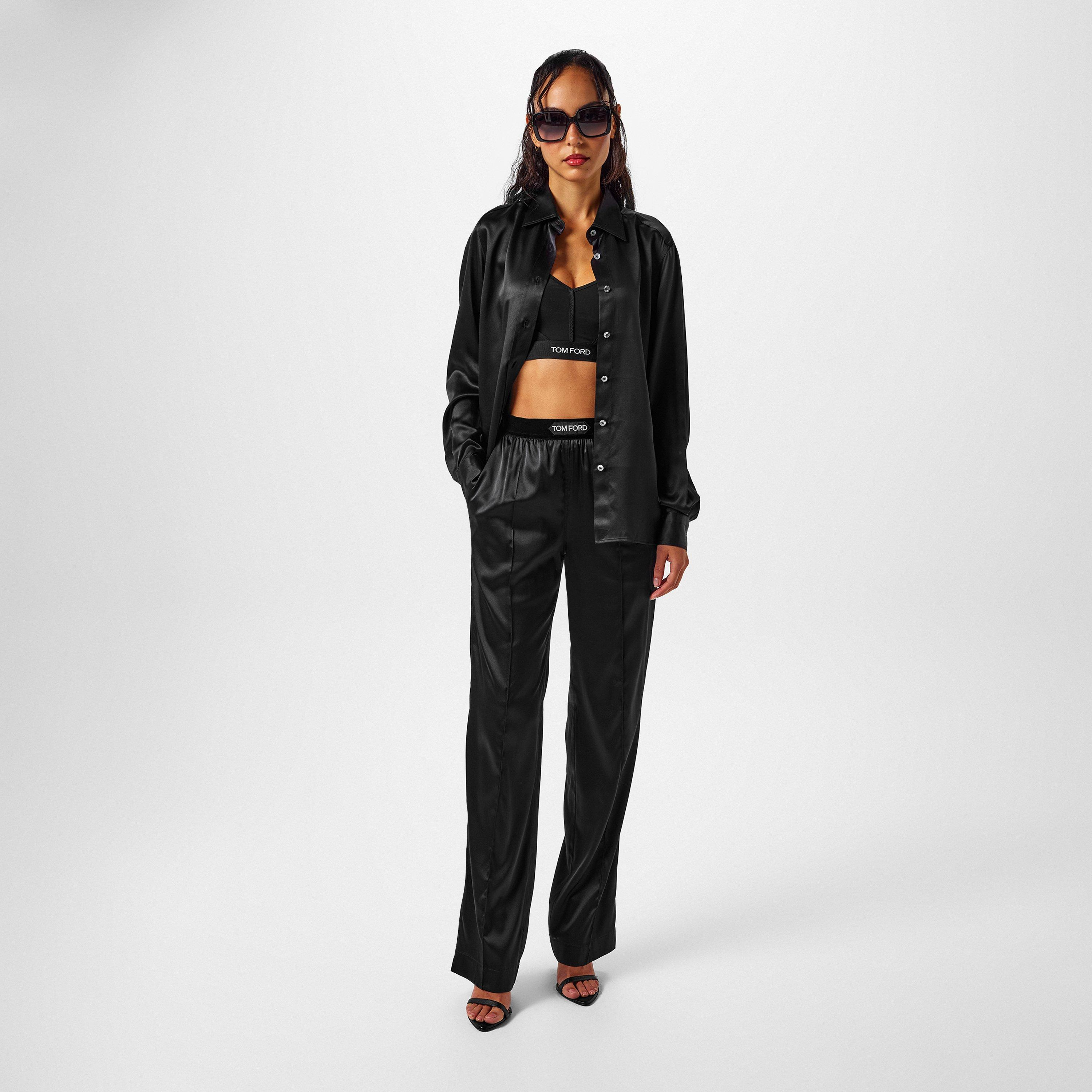 Black - Tom Ford - Women's Plain Silk Stretch Satin Pj Pants - 6