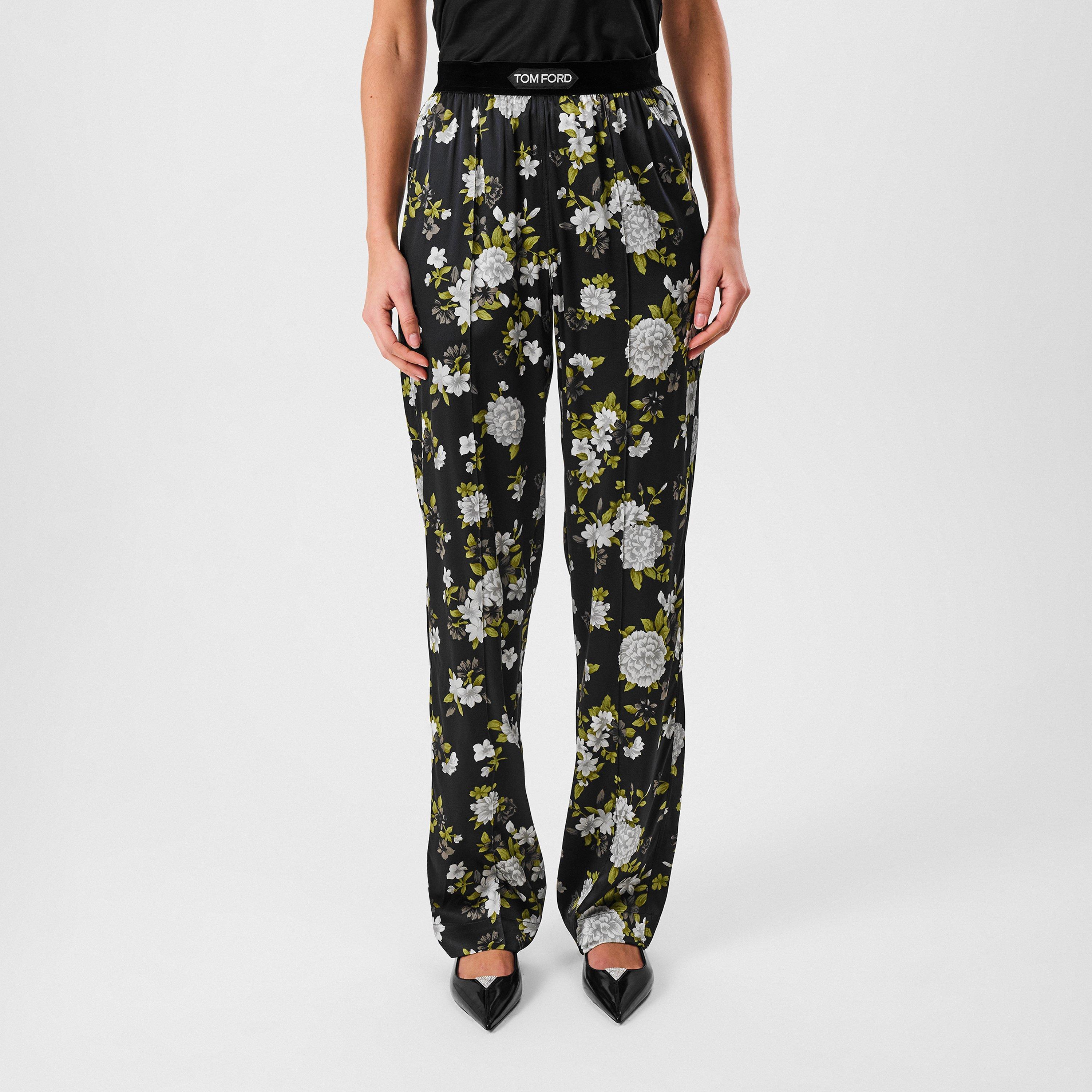 Black - Tom Ford - Women's Plain Silk Stretch Satin Pj Pants - 1