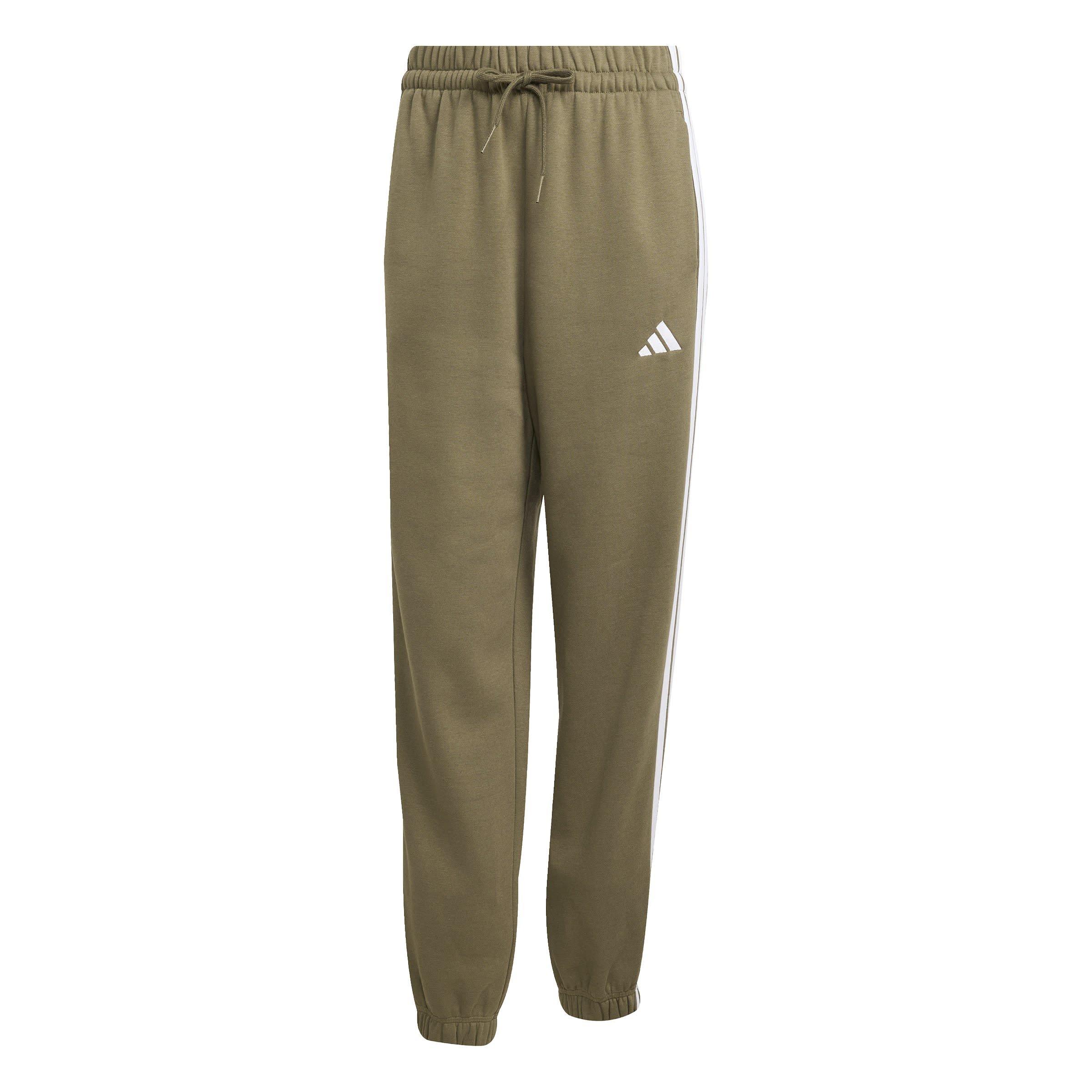Adidas Women's Essentials 3-Stripes Pants Slim - Olive - L (16-18)