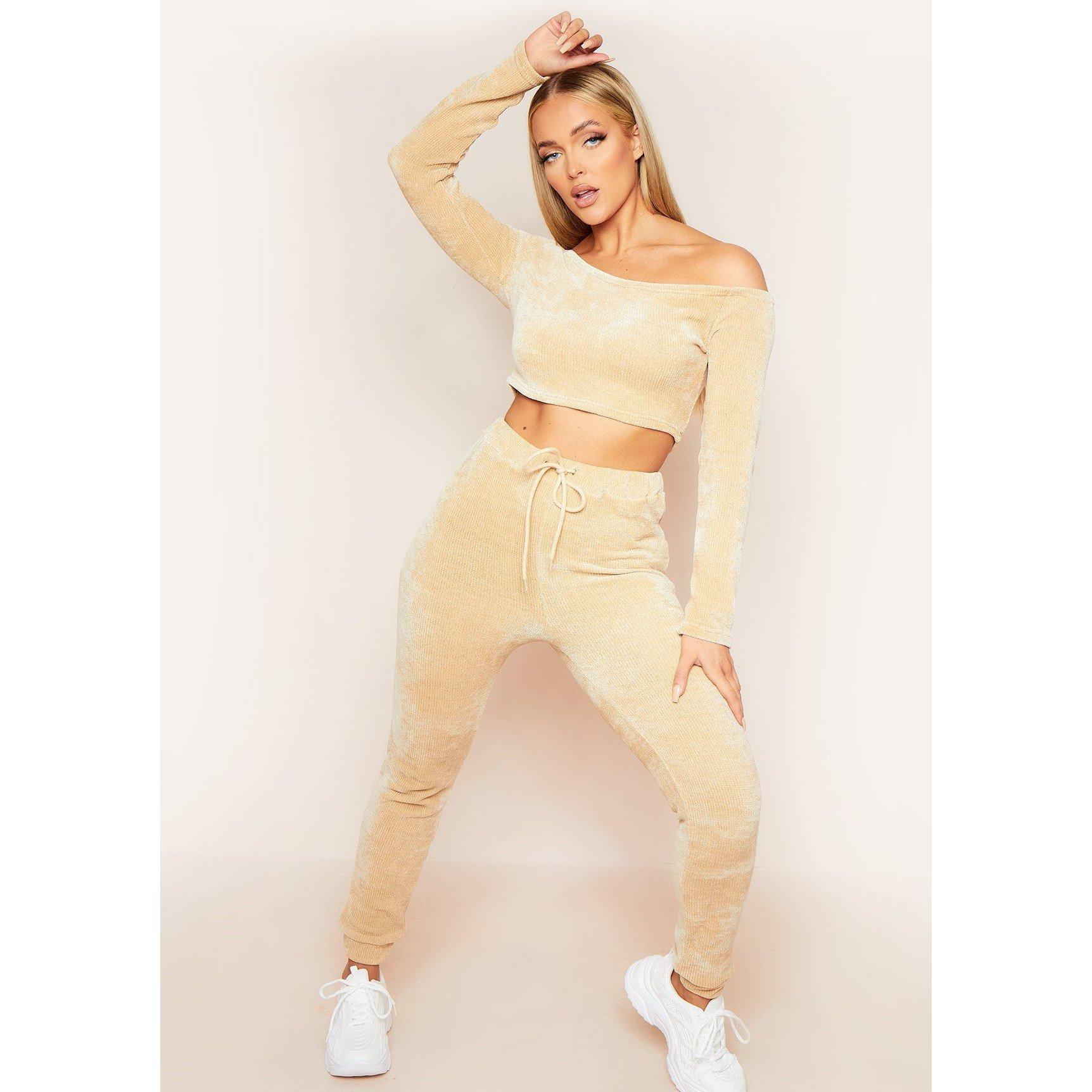 Missy Empire Women's Chenille Drawstring Joggers - Beige - 6 (2XS)