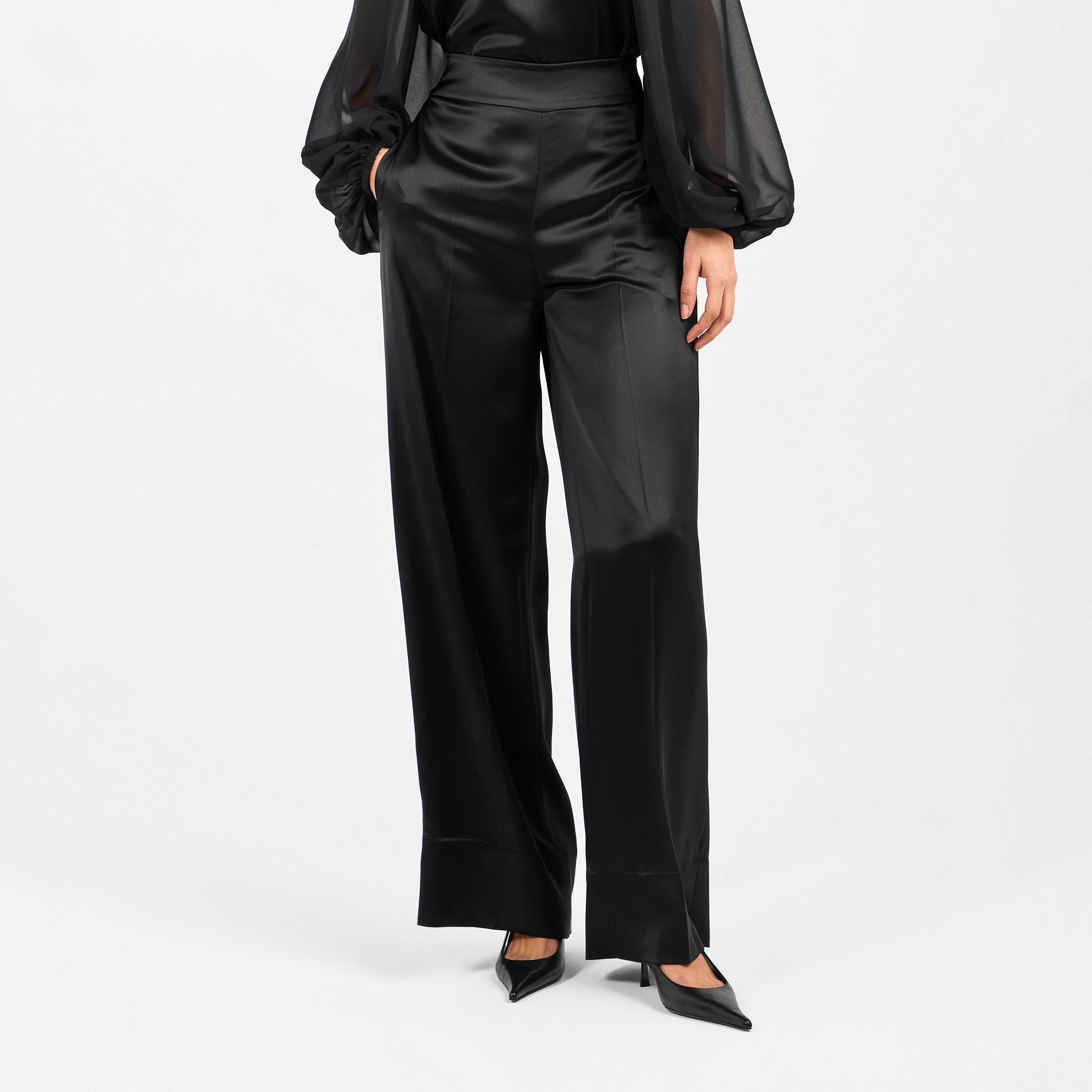 Black - Joseph - Women's Sijon Wide Leg Trousers - 3