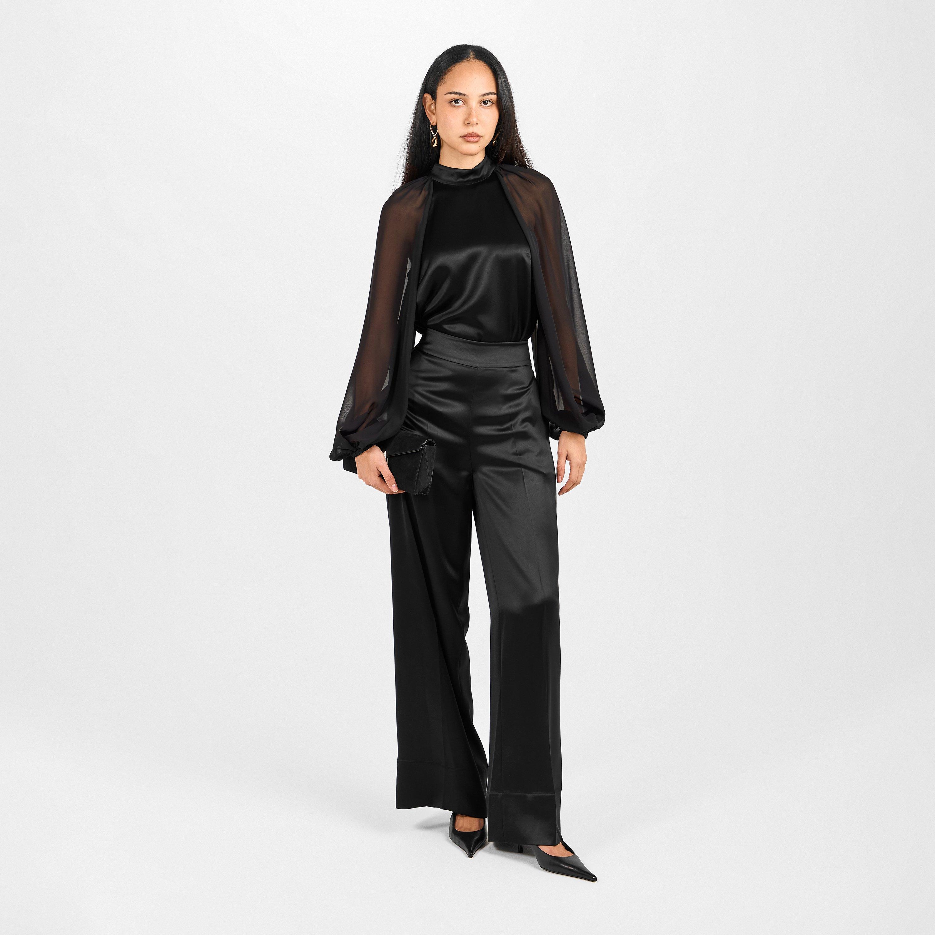 Black - Joseph - Women's Sijon Wide Leg Trousers - 6