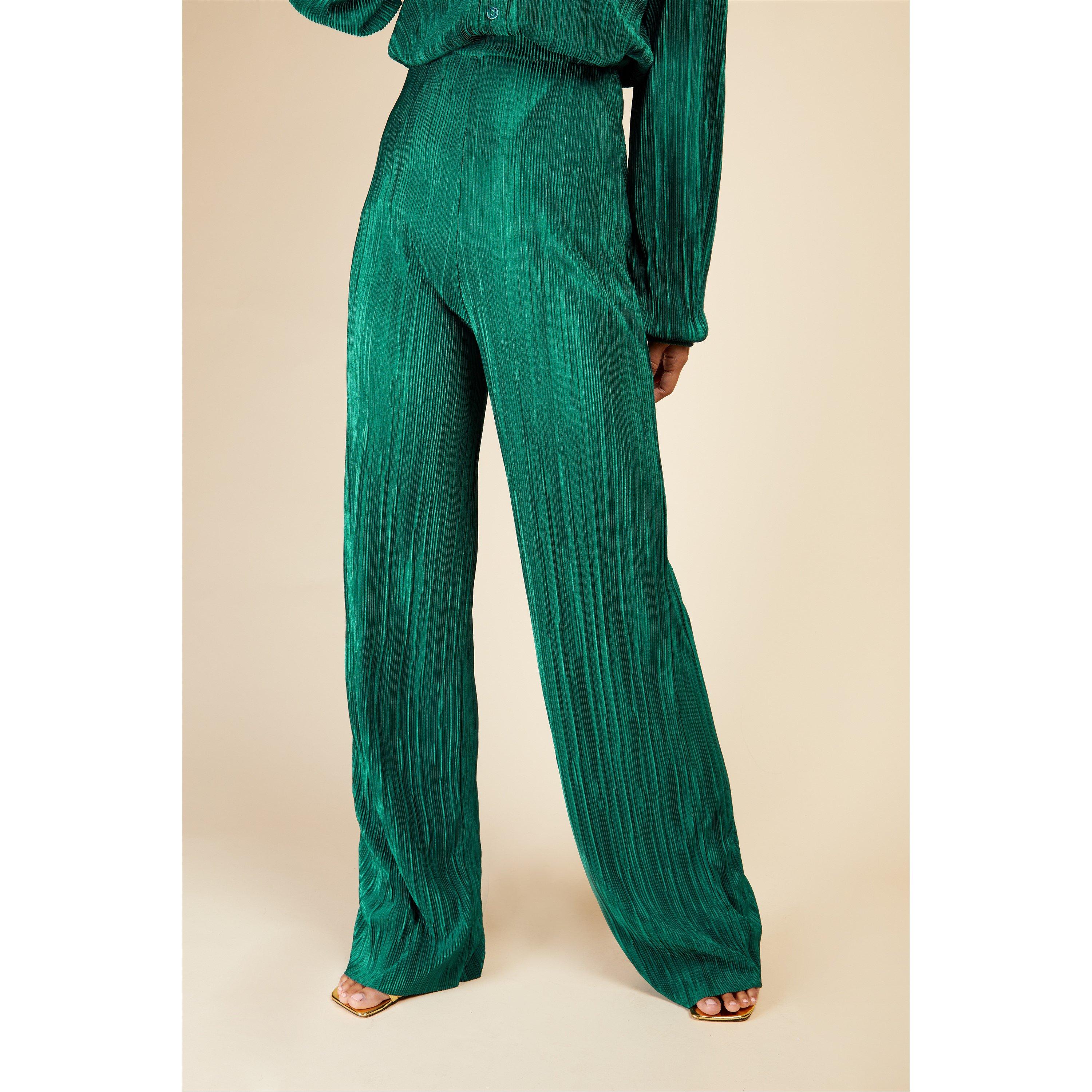 Bottle Green - Little Mistress - Wide Leg Trousers - 2