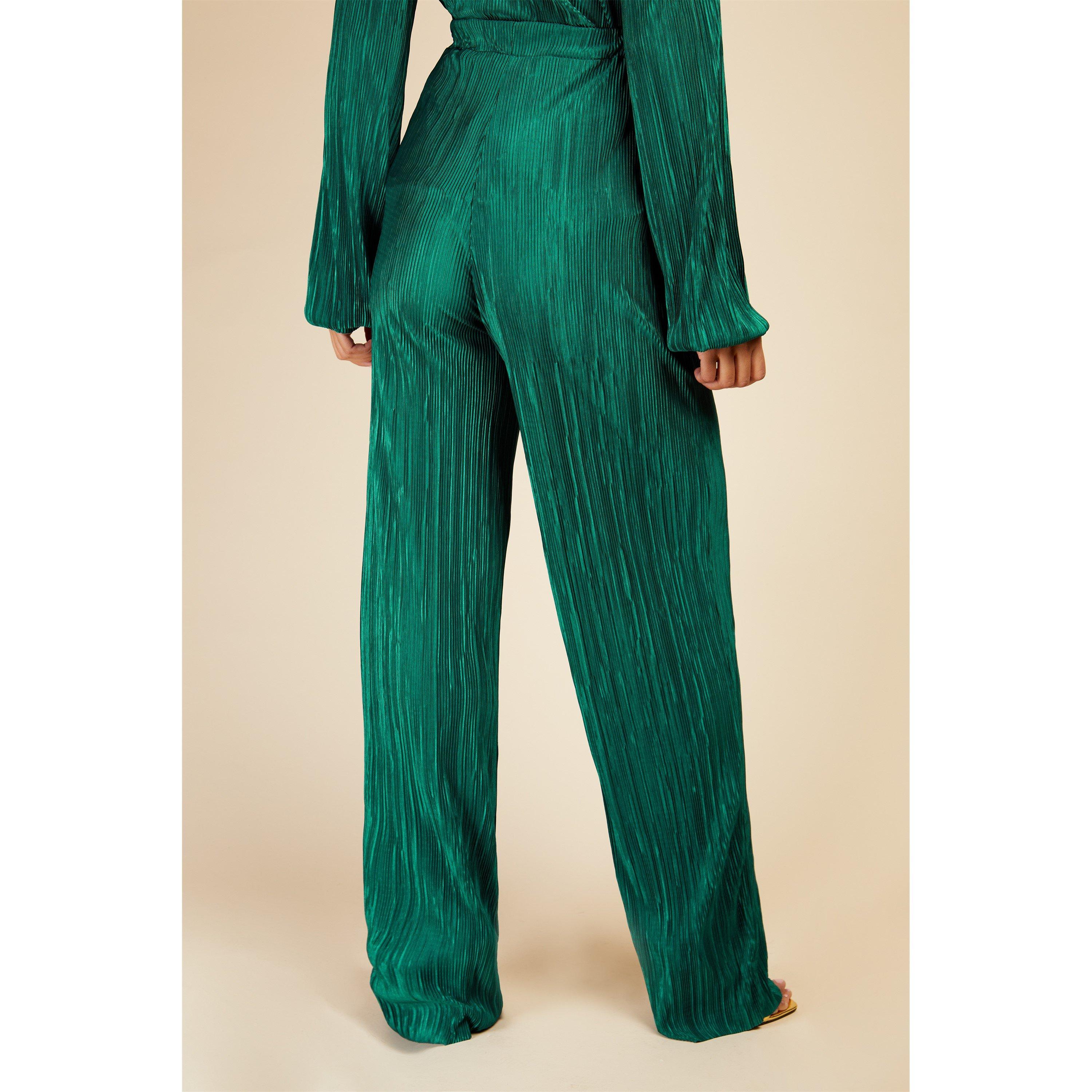 Bottle Green - Little Mistress - Wide Leg Trousers - 3