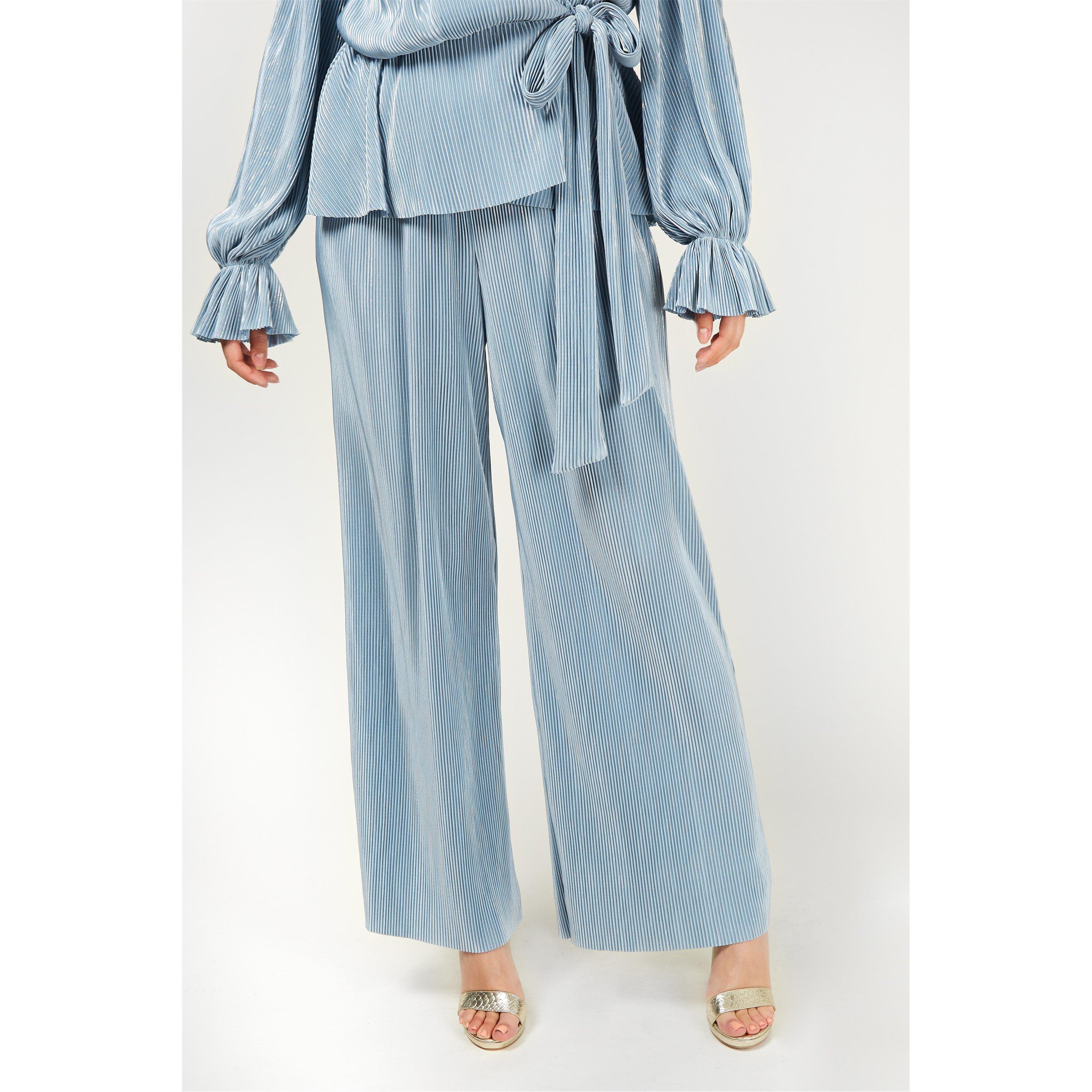 Blue - Little Mistress - Wide Leg Trousers - 2