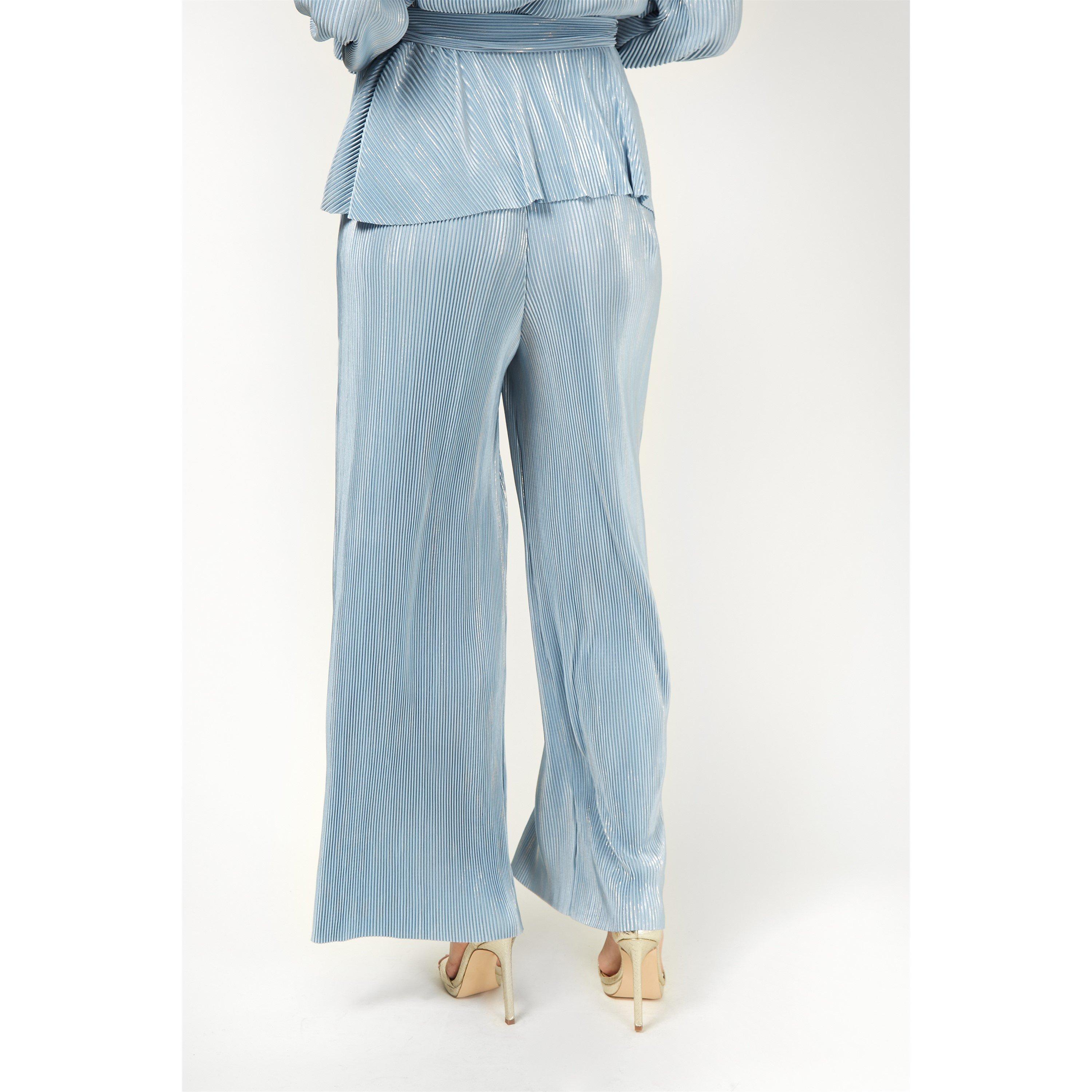 Blue - Little Mistress - Wide Leg Trousers - 3