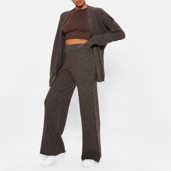 womens zippered jacket ISAWITFIRST Recycled Cosy Knit Wide Leg Trousers Co-Ord