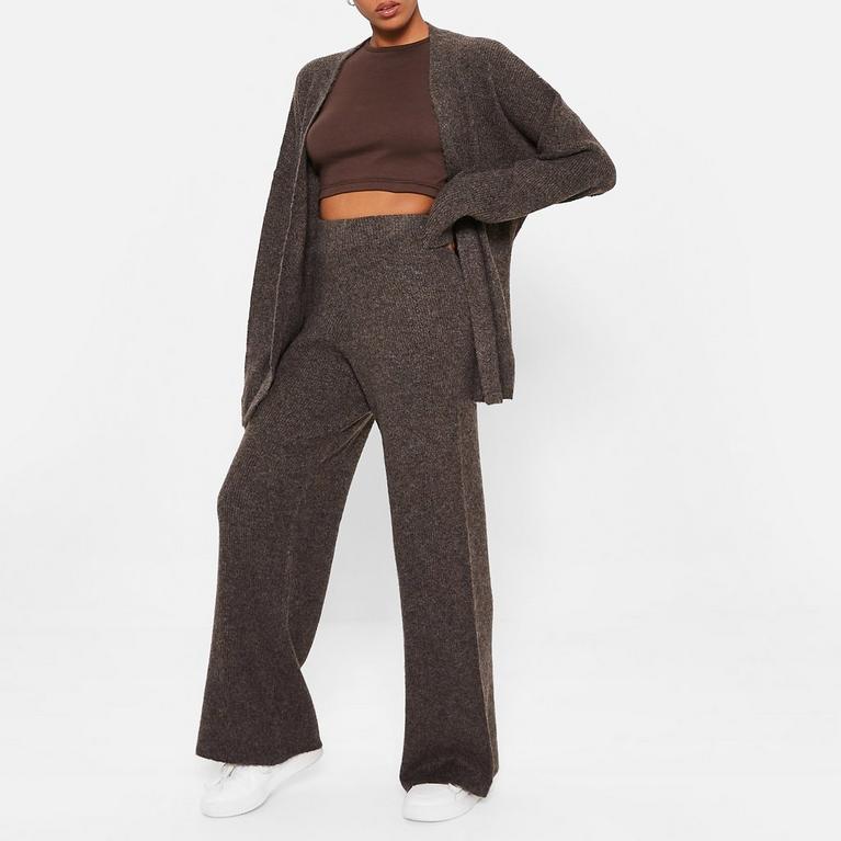 CHOCOLATE - I Saw It First - ISAWITFIRST Recycled Cosy Knit Wide Leg Trousers Co-Ord - 1