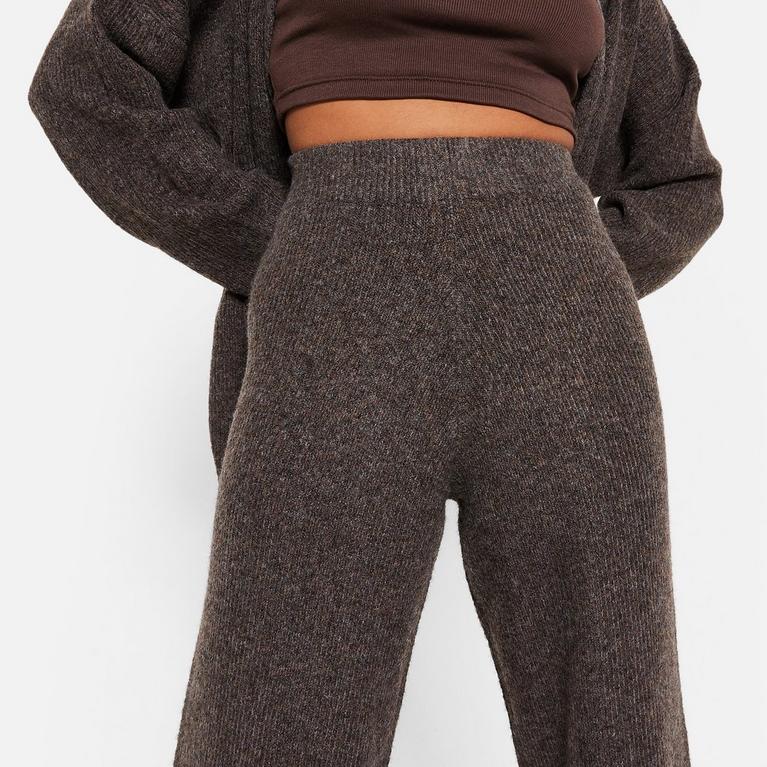 CHOCOLATE - I Saw It First - ISAWITFIRST Recycled Cosy Knit Wide Leg Trousers Co-Ord - 4