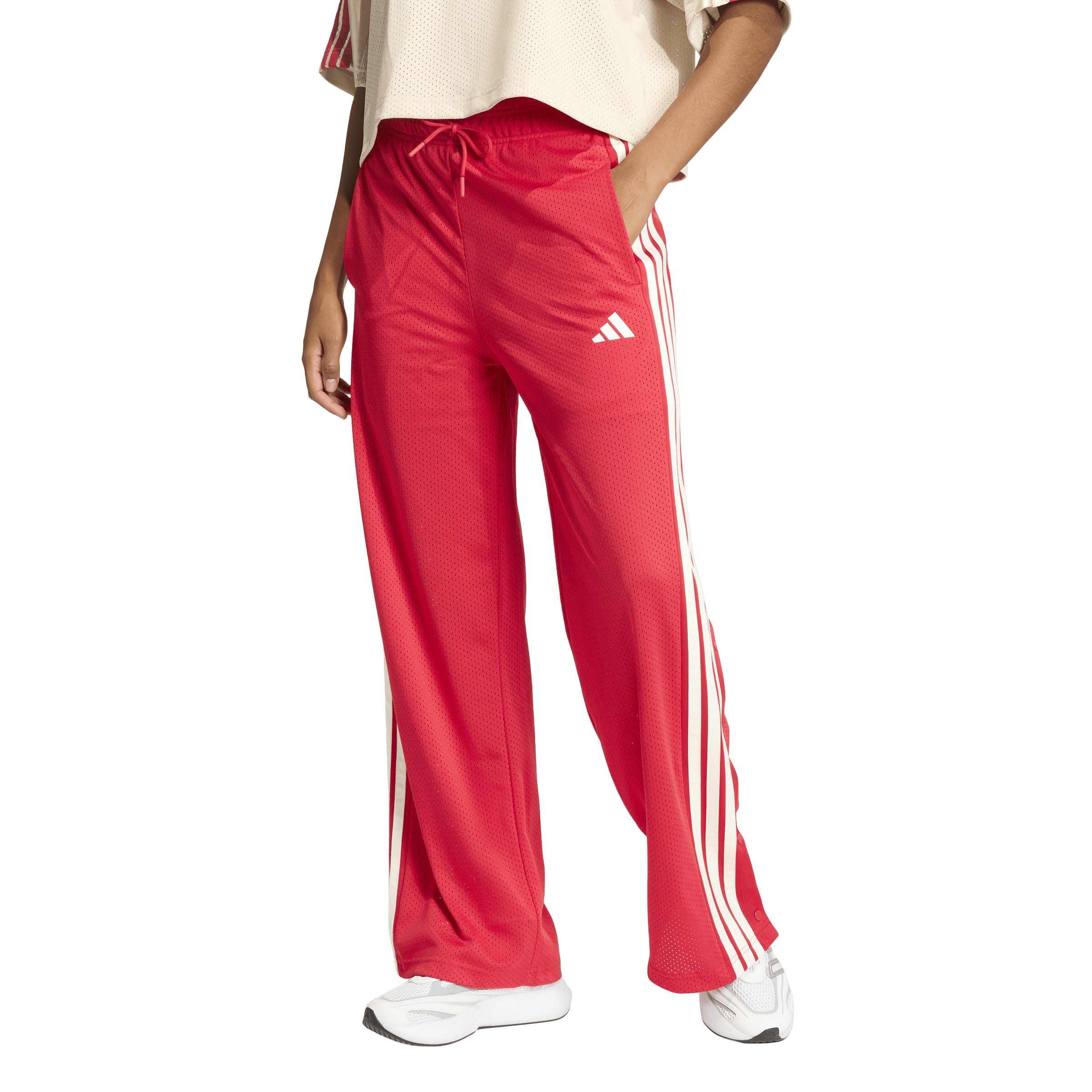 Ruby/Wht/Crystl - adidas - Women's Open Hem Woven Tracksuit Joggers - 2