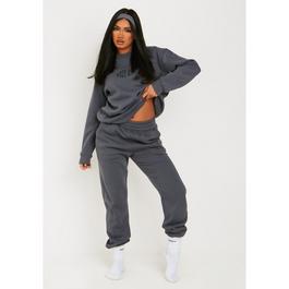 Missy Empire Issy Charcoal Missy Girl Embroidered 90's Cuffed Jogger