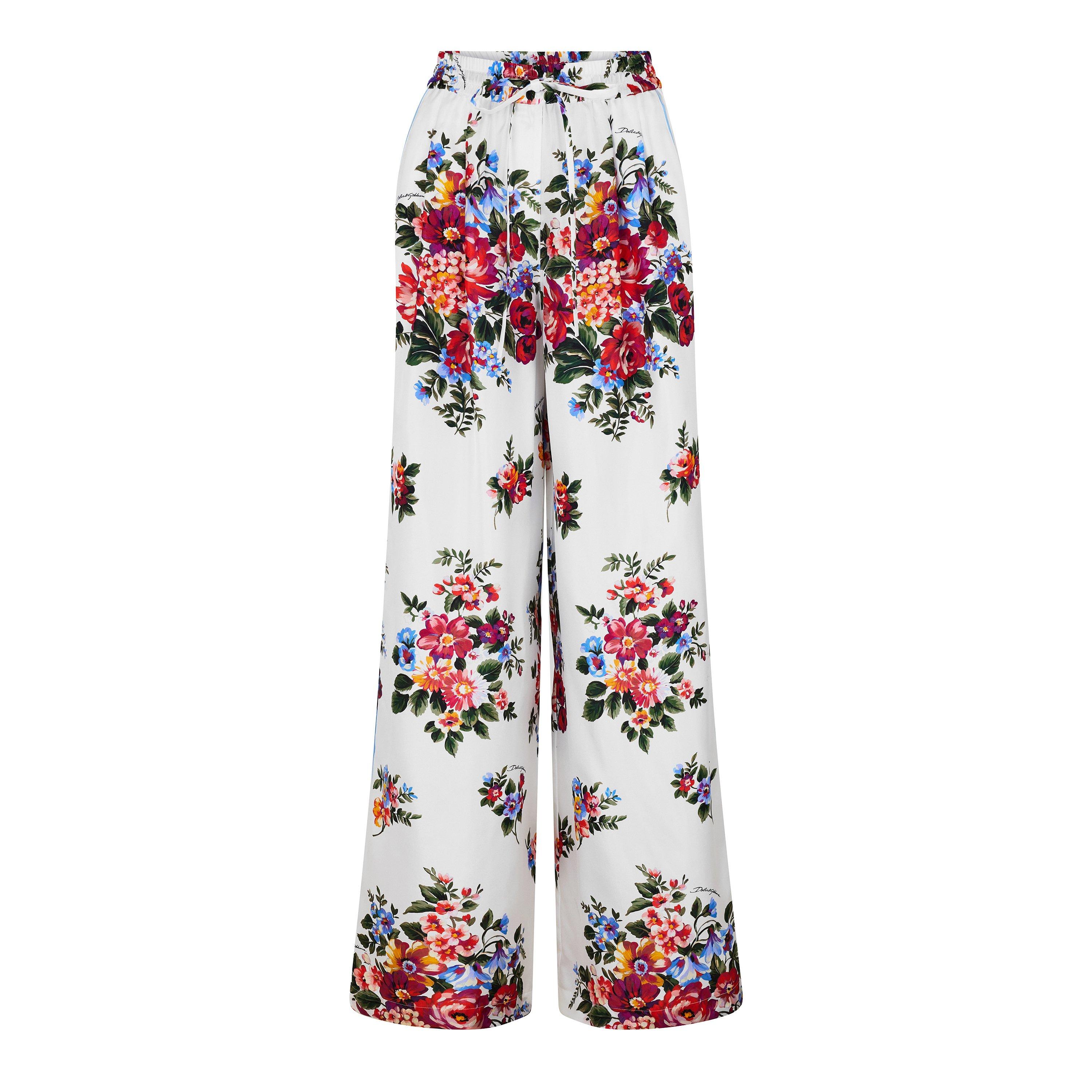 Dolce and Gabbana DG Floral Trousers Ld61 - Fiori Bianco - Size 10 (S)