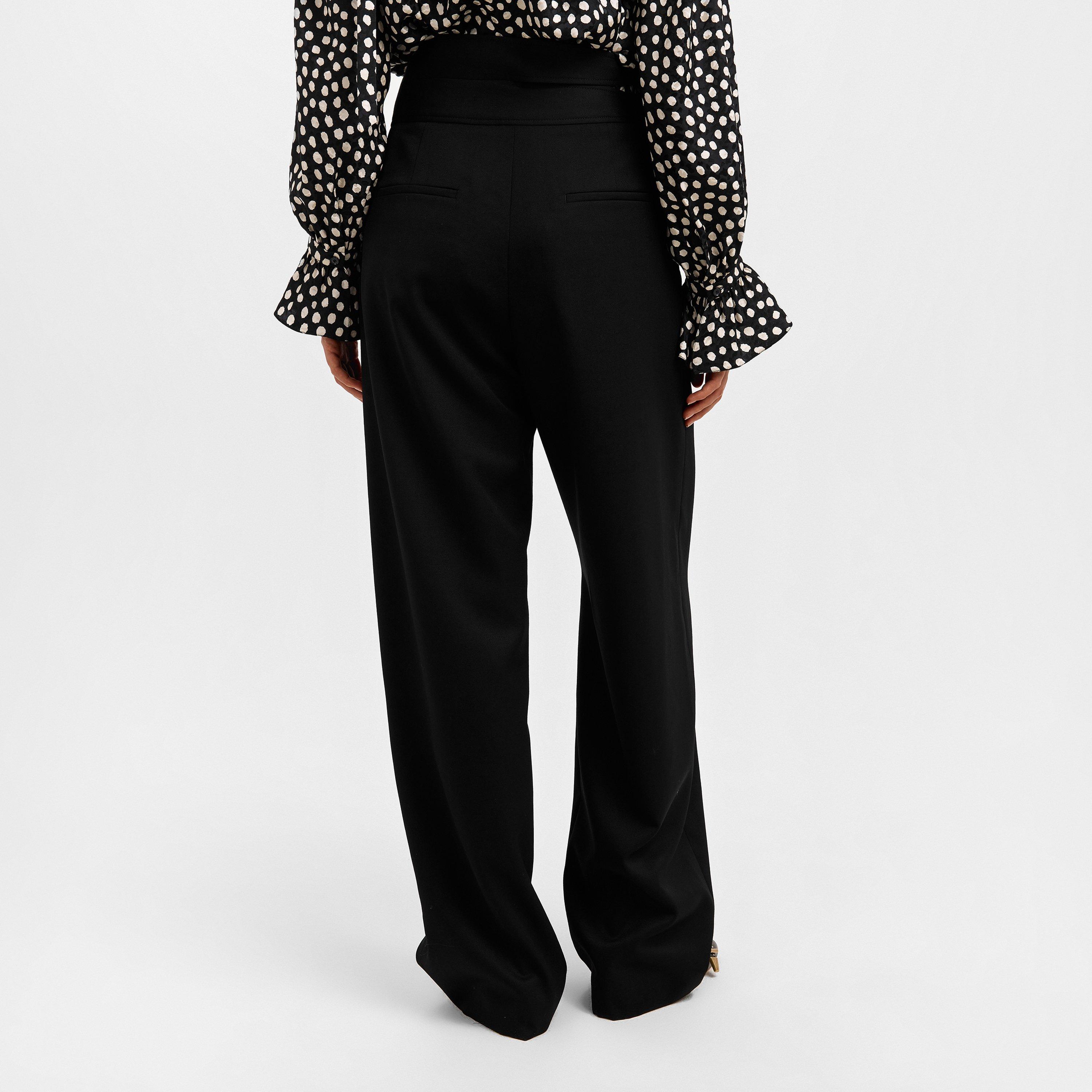 Black - Chloe - Women's Buckle Wide Leg Trousers - 4