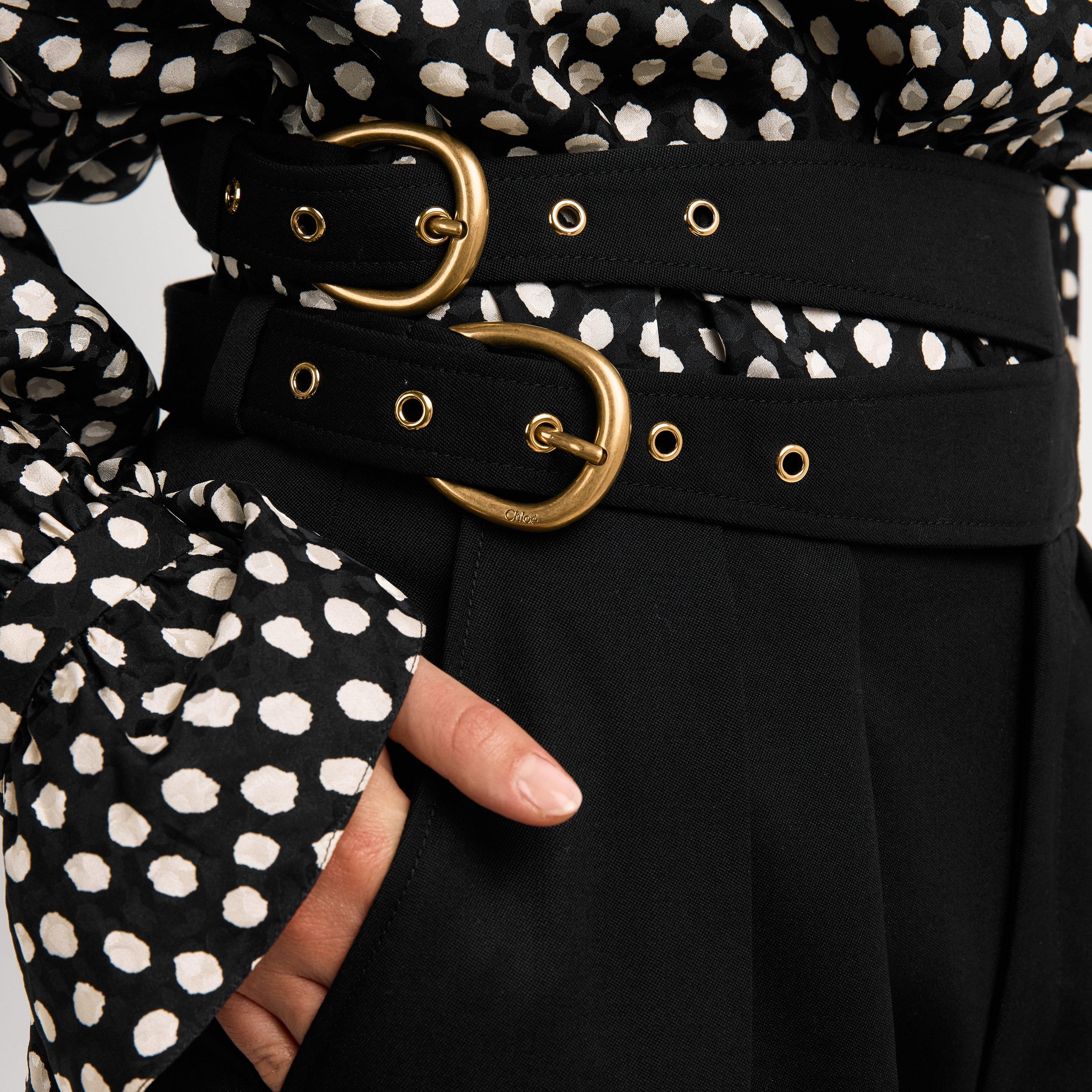 Black - Chloe - Women's Buckle Wide Leg Trousers - 5