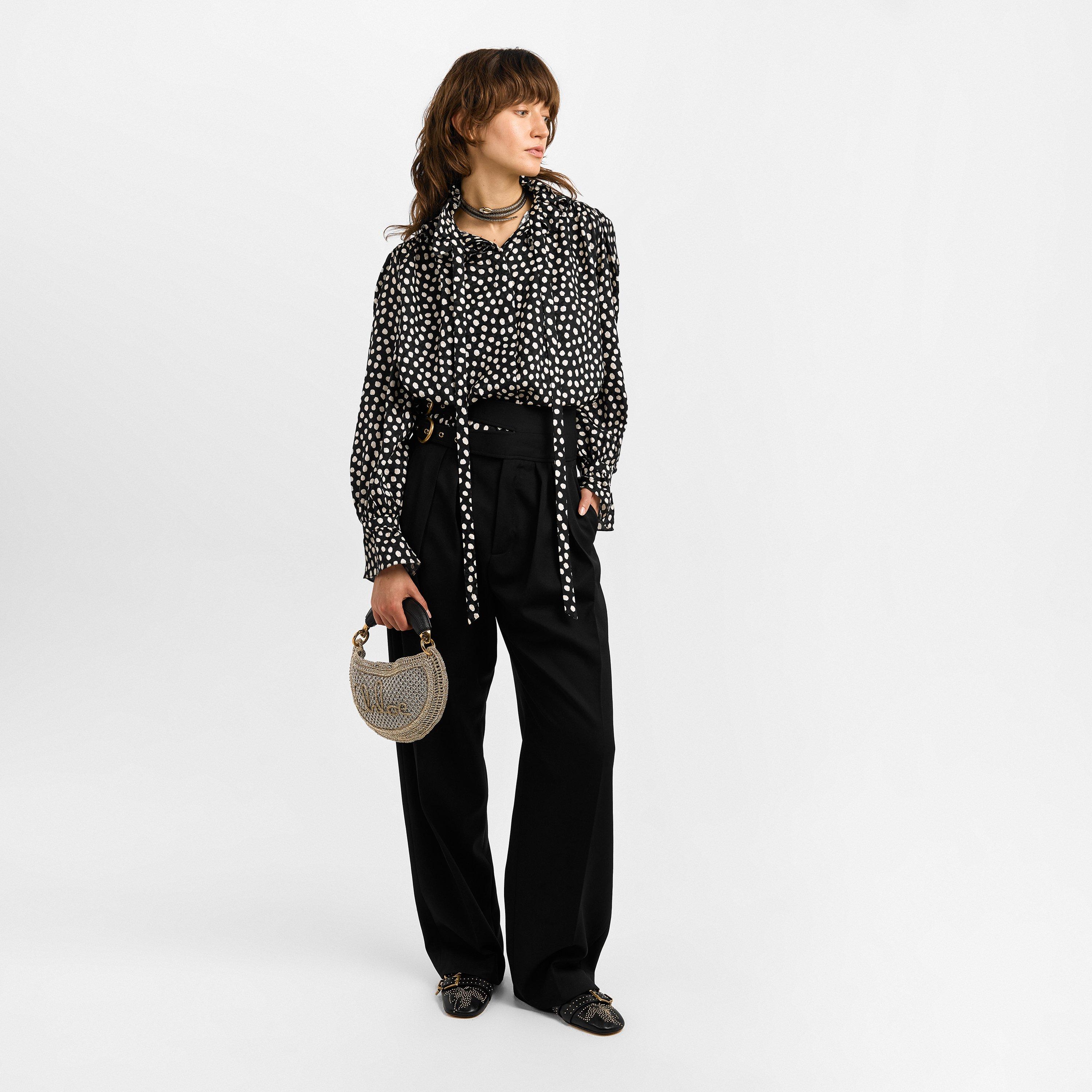 Black - Chloe - Women's Buckle Wide Leg Trousers - 6