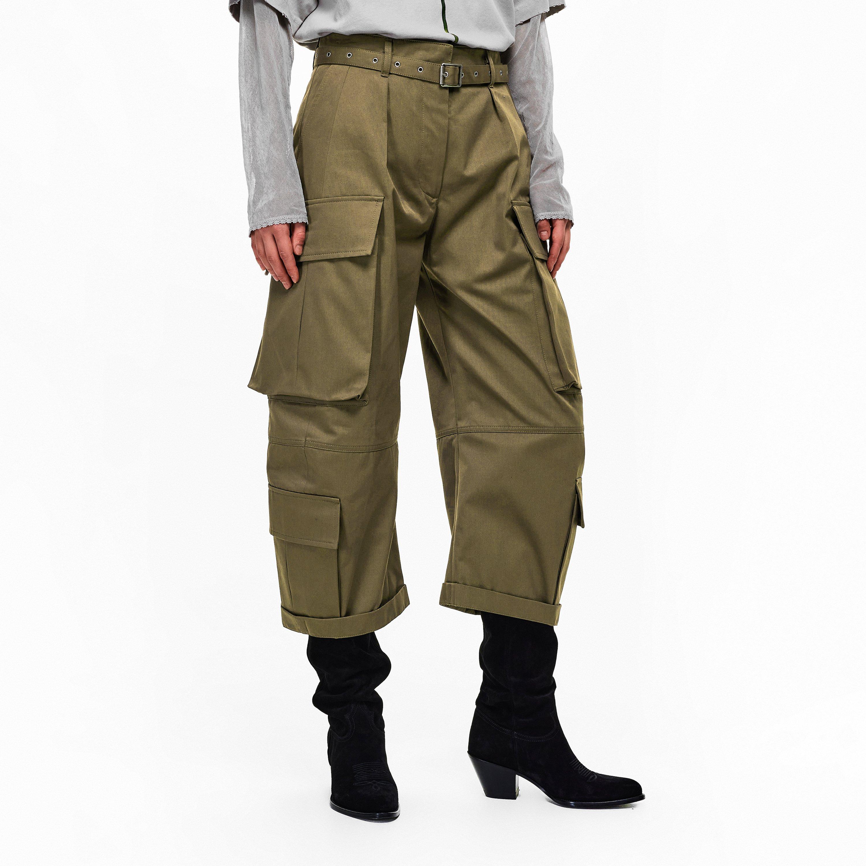KHAKI GREEN - Acne Studios - Womens Pama Cargo Trousers - 3